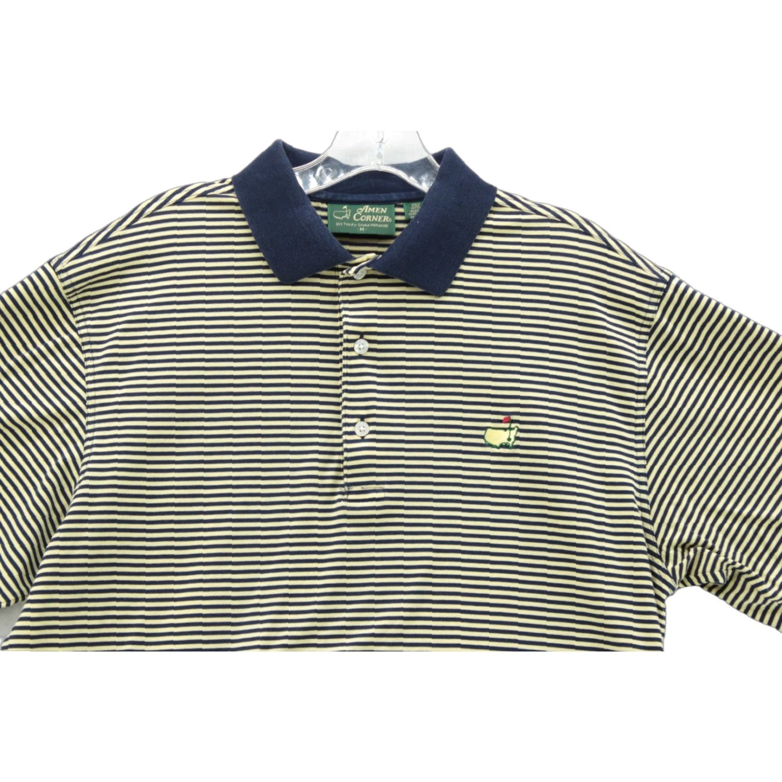 Vintage Masters Amen Corner Golf Polo Shirt Mens M Blue Yellow Striped Augusta National Size US M / EU 48-50 / 2 - 1 Thumbnail