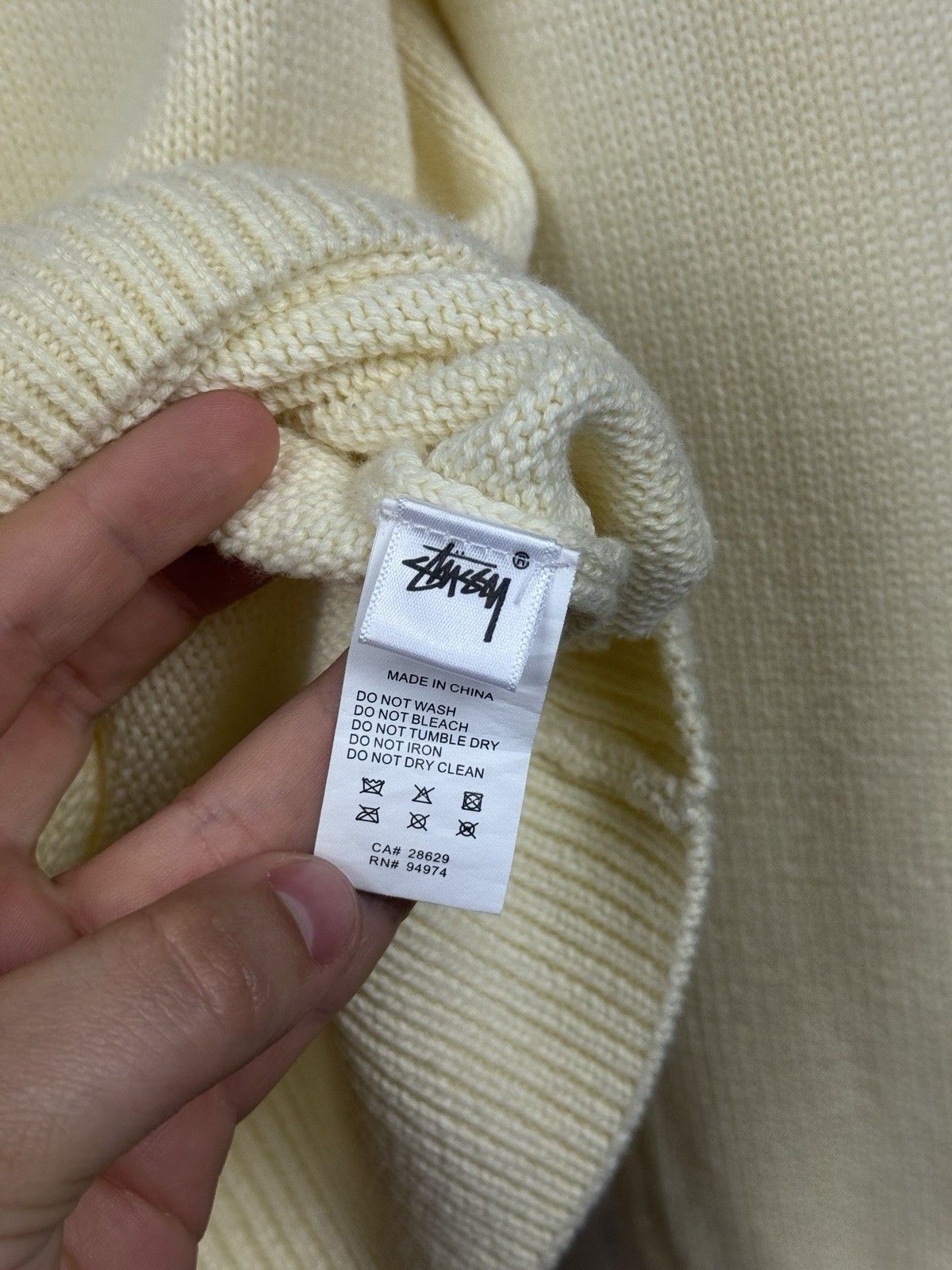 Stussy Gothic Sweater Stussy Cream White Swirl Knit Sweater Wool Size US XL / EU 56 / 4 - 9 Thumbnail