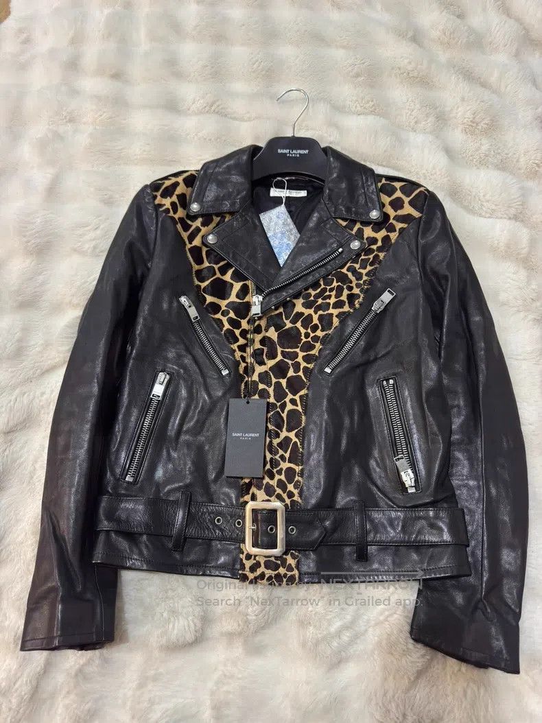 Saint Laurent Paris Saint Laurent Paris Leopard Print Biker Leather Jacket Size US S / EU 44-46 / 1 - 1 Thumbnail