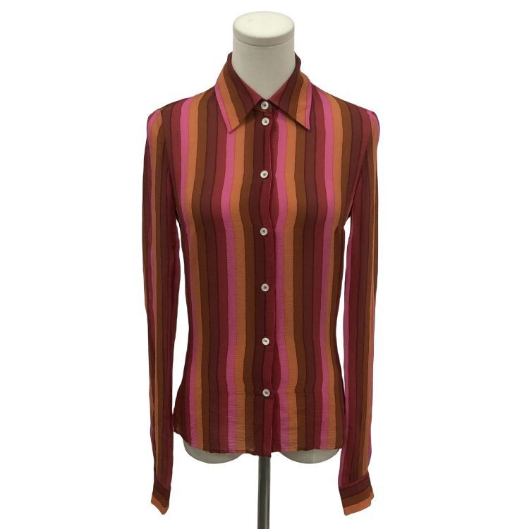 Celine Celine Striped Silk Button Up Shirt Size 34 Size XS / US 0-2 / IT 36-38 - 1 Thumbnail