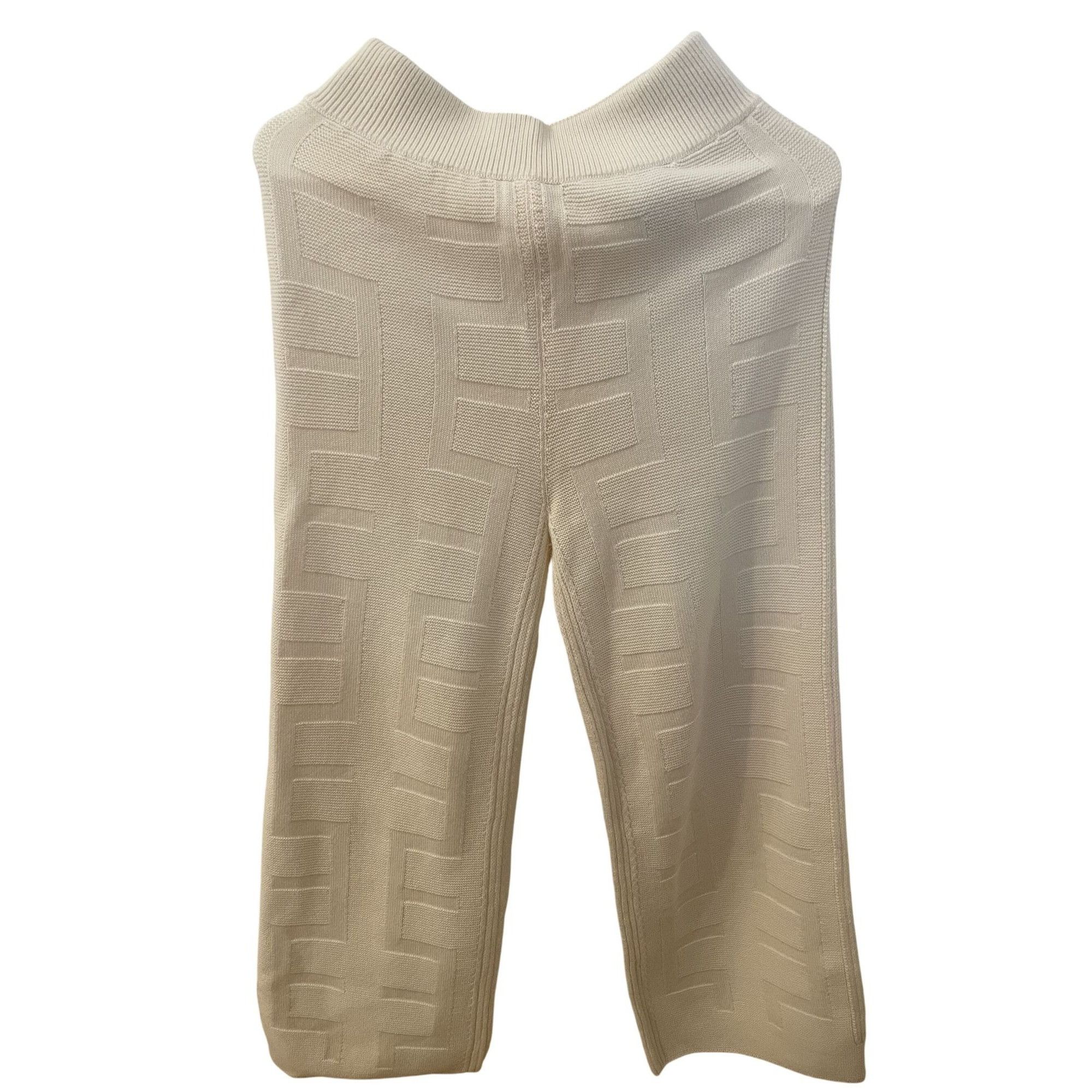 Hermes Hermes Textured Beige Knit Wide-Leg Pants With Ribbed Waistb Size 38" / US 16 / IT 52 - 2 Thumbnail