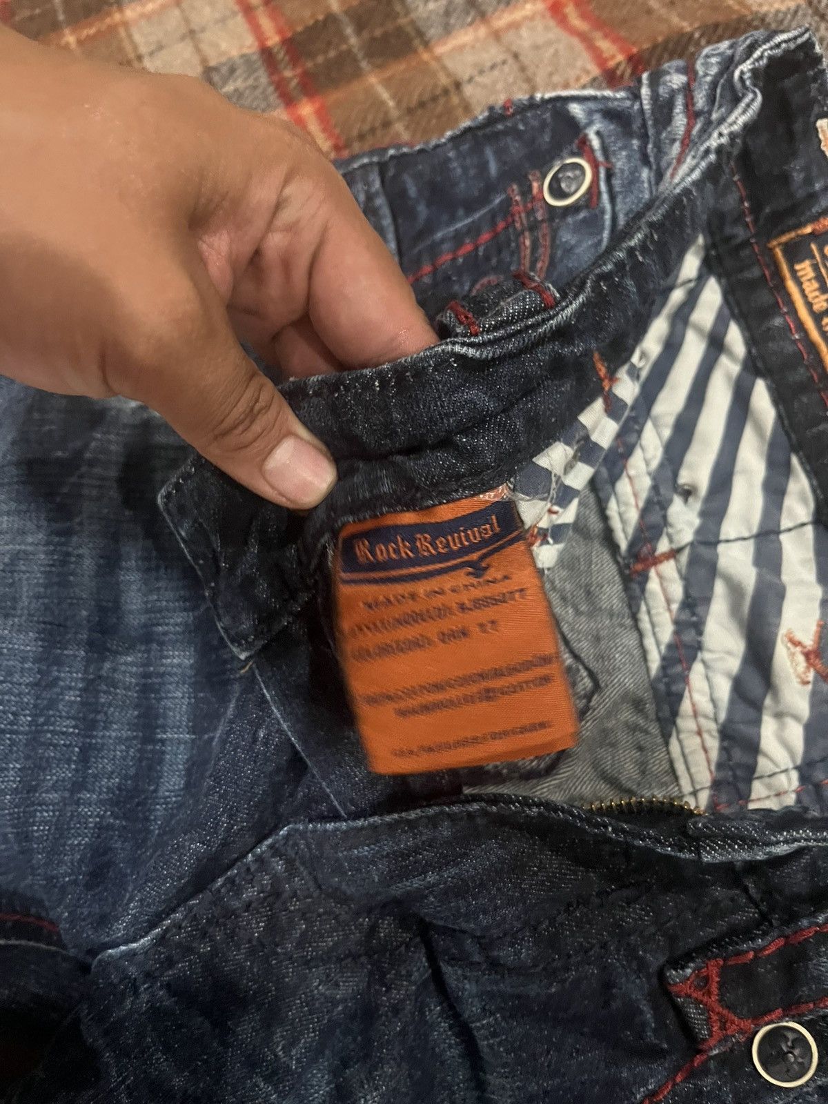 Rock Revival Y2K Rock Revival Dan Straight Blood Stitch dark washed Jeans Size US 31 - 6 Thumbnail