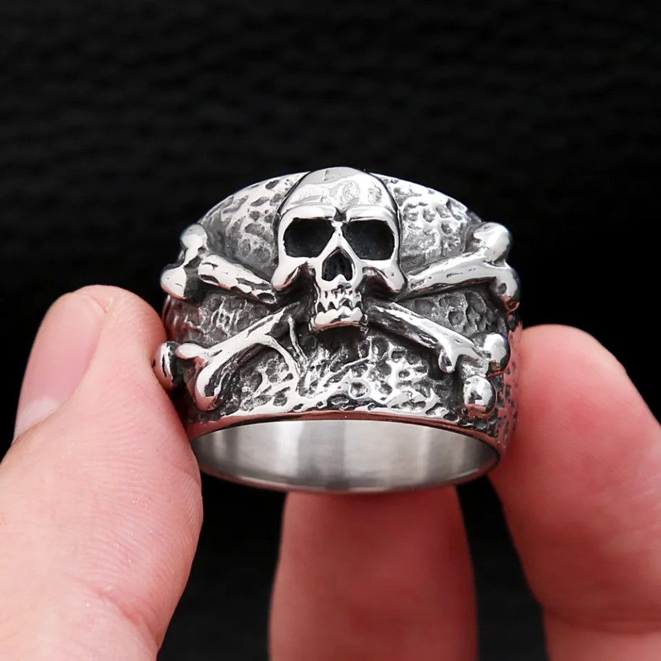 Jewelry Crossbones Pirate Skull Ring Size ONE SIZE - 2 Thumbnail