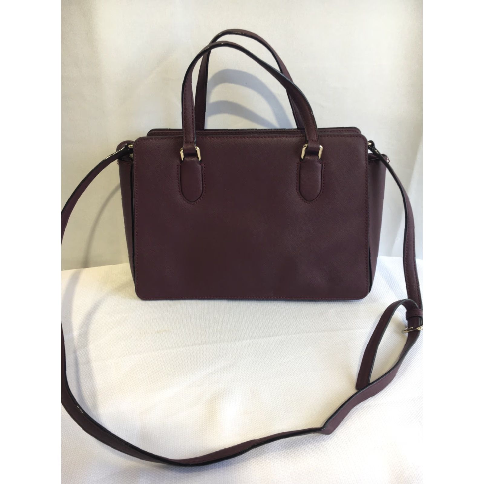 Vintage kate spade new york Laurel Handbag Satchel Burgundy WKRU5392 Shoulder Strap Medium Womens Size ONE SIZE - 3 Thumbnail