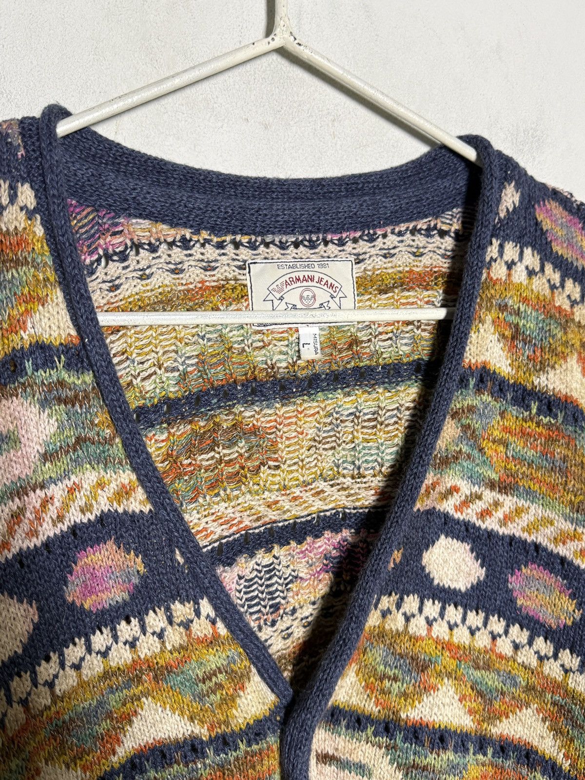 Giorgio Armani Armani silk blend patterned cardigan knit Size US L / EU 52-54 / 3 - 5 Thumbnail
