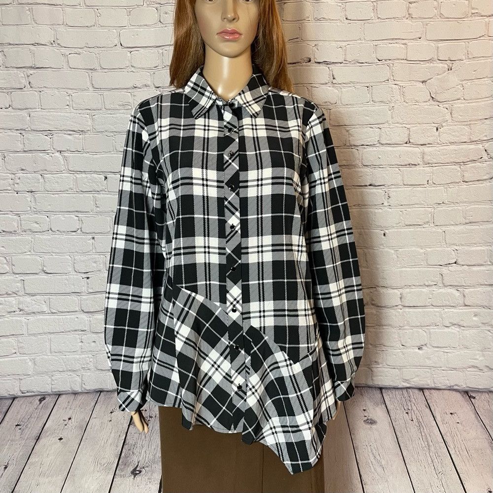 Other New Susan Graver Printed Stretch Woven Button-Front Asymmet Size S / US 4 / IT 40 - 2 Thumbnail