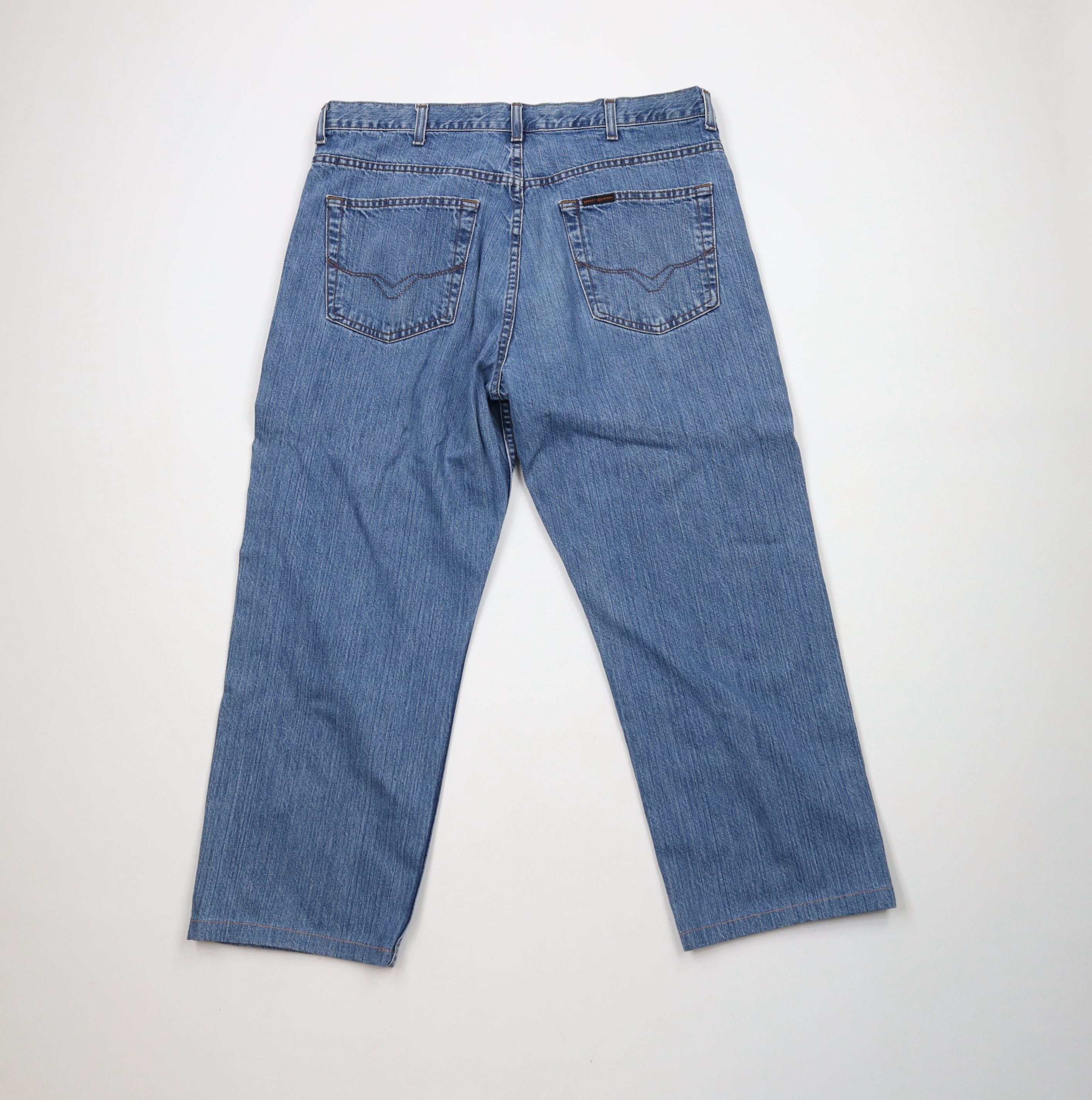 Harley Davidson × Vintage Vintage Harley Davidson Spell Out Wide Leg Denim Jeans Blue Size US 36 / EU 52 - 9 Thumbnail