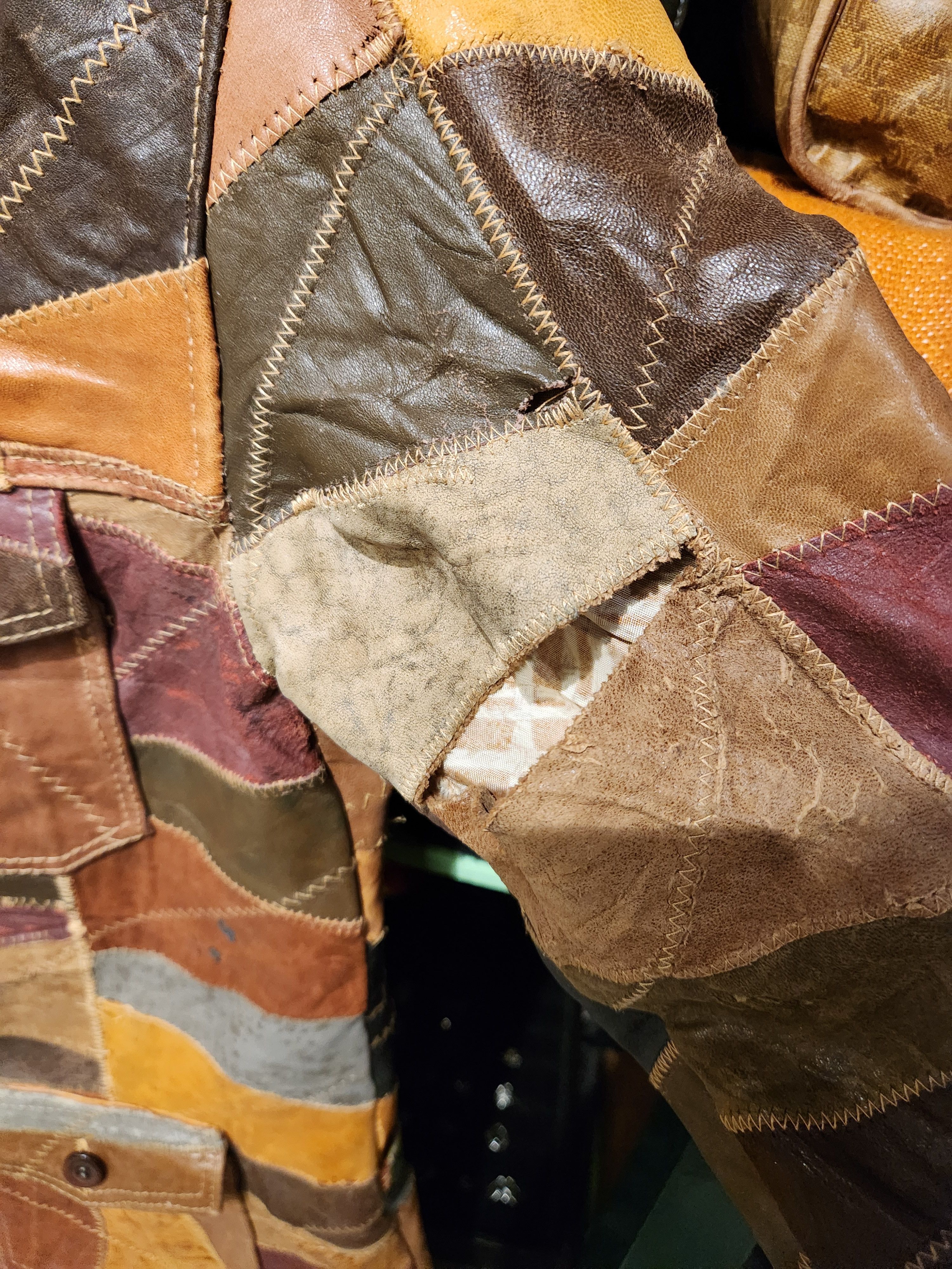 Vintage Vintage SAMPLE Korean made patchwork leather jacket Size US S / EU 44-46 / 1 - 3 Thumbnail