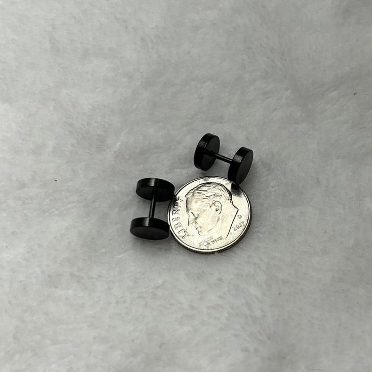 Jewelry Black Flat Round Plugs Stud Earrings - ERG Size ONE SIZE - 3 Thumbnail