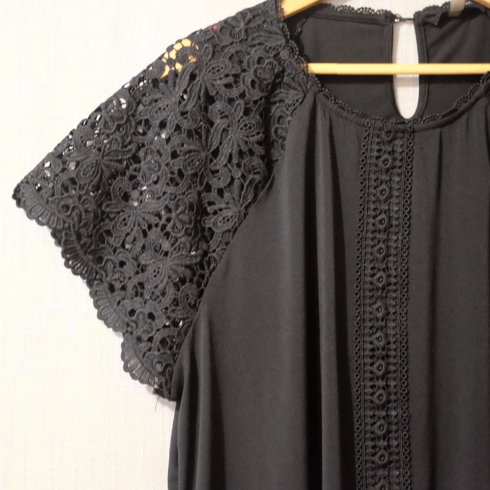 Vintage VINTAGE Cable & Gauge Blouse Black Crochet Lace Short Sleeve Womens XXL #A10-15 Size XXL / US 16-18 / IT 52-54 - 2 Thumbnail