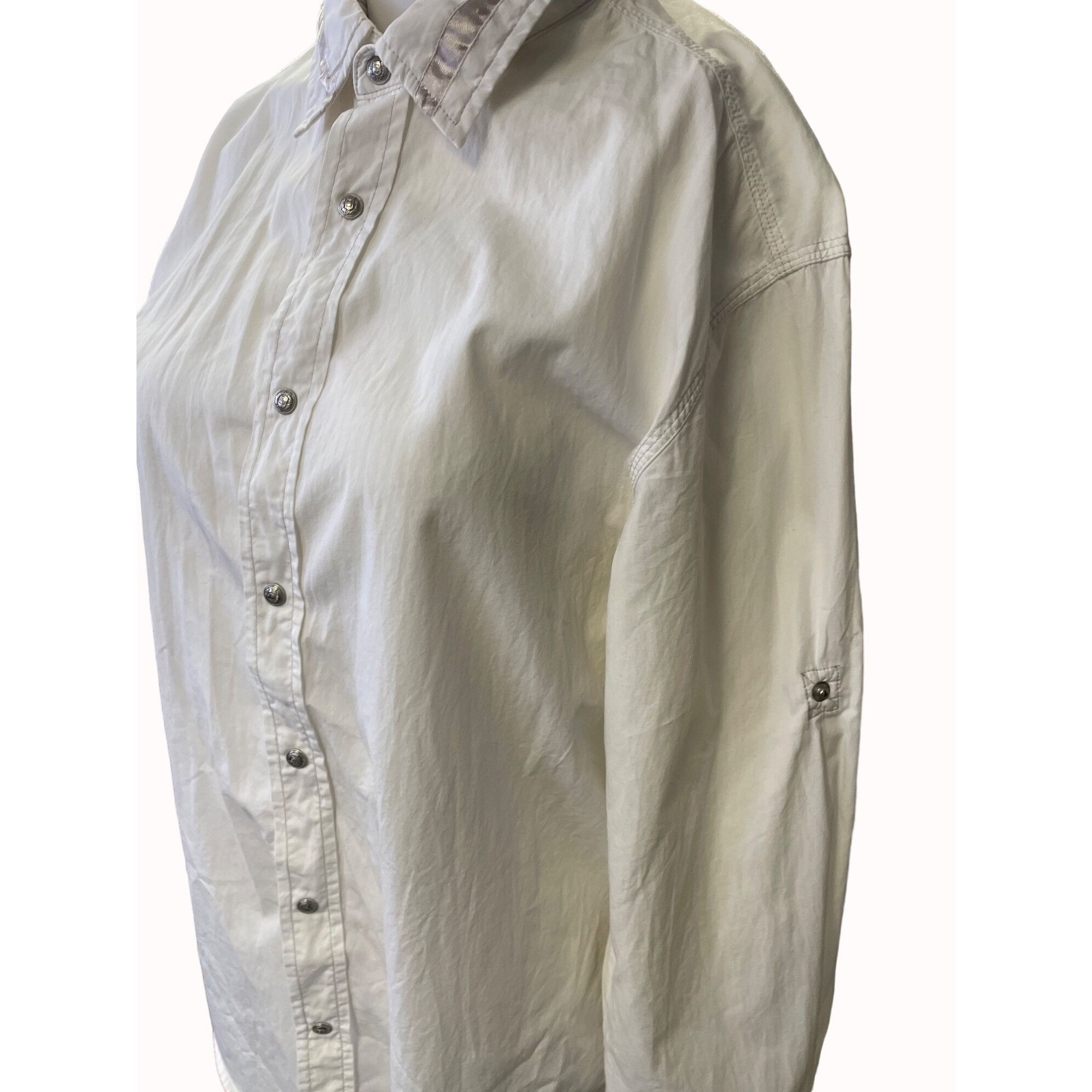 Guess Guess Women's off White Snap Button up Shirt Long Sleeve Siz Size L / US 10 / IT 46 - 3 Thumbnail