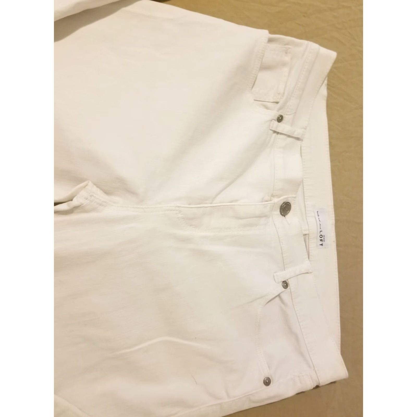 Ann Taylor Womens Ann Taylor Jeans Pants 12 White Denim Stretch Skinny Regular Size 12 Womens Jeans Size 34" / US 12 / IT 48 - 5 Thumbnail