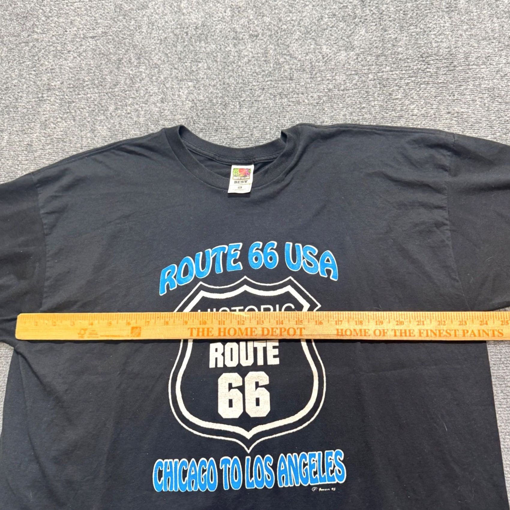 Vintage VTG Route 66 T-shirt Men 2XL Black Fruit of The Loom USA Chicago to LA Shirt Mens 2XL Black Route 66 Vintage T-shirt Size US XXL / EU 58 / 5 - 4 Thumbnail