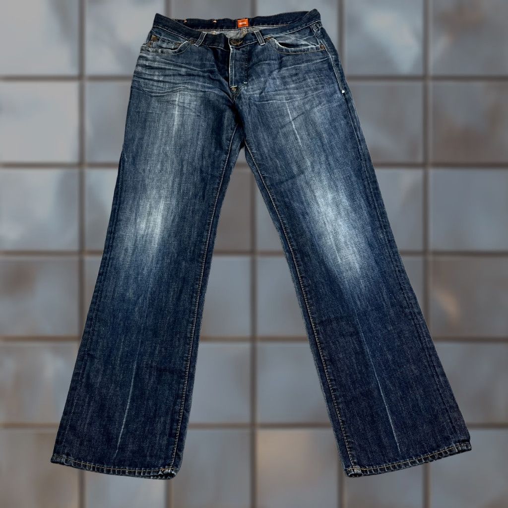 Hugo Boss HUGO BOSS Jeans Relaxed Straight 36 34 Dark Blue Linen Denim 5-Pocket Mens Jeans Size US 36 / EU 52 - 1 Thumbnail