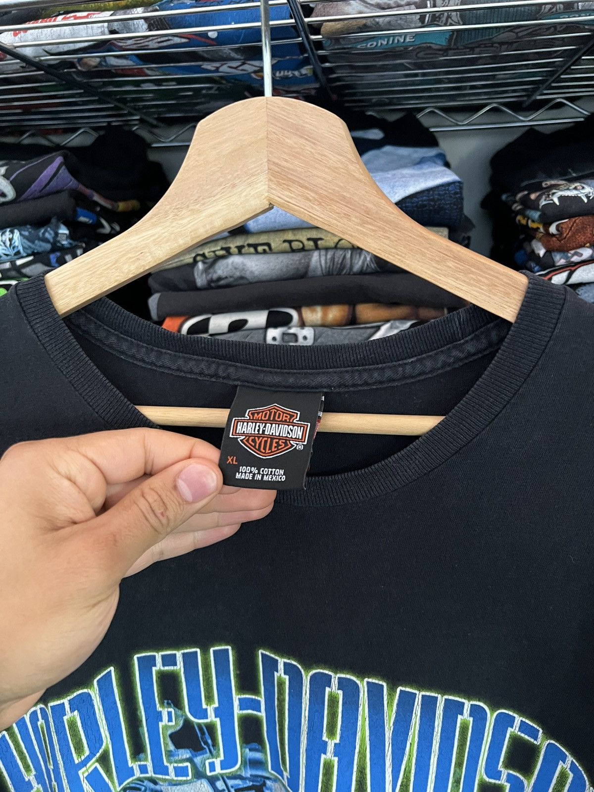 Harley Davidson 2009 H-D Landers Skull Lightning Thunder Cropped Y2K Tee Size US XL / EU 56 / 4 - 5 Thumbnail