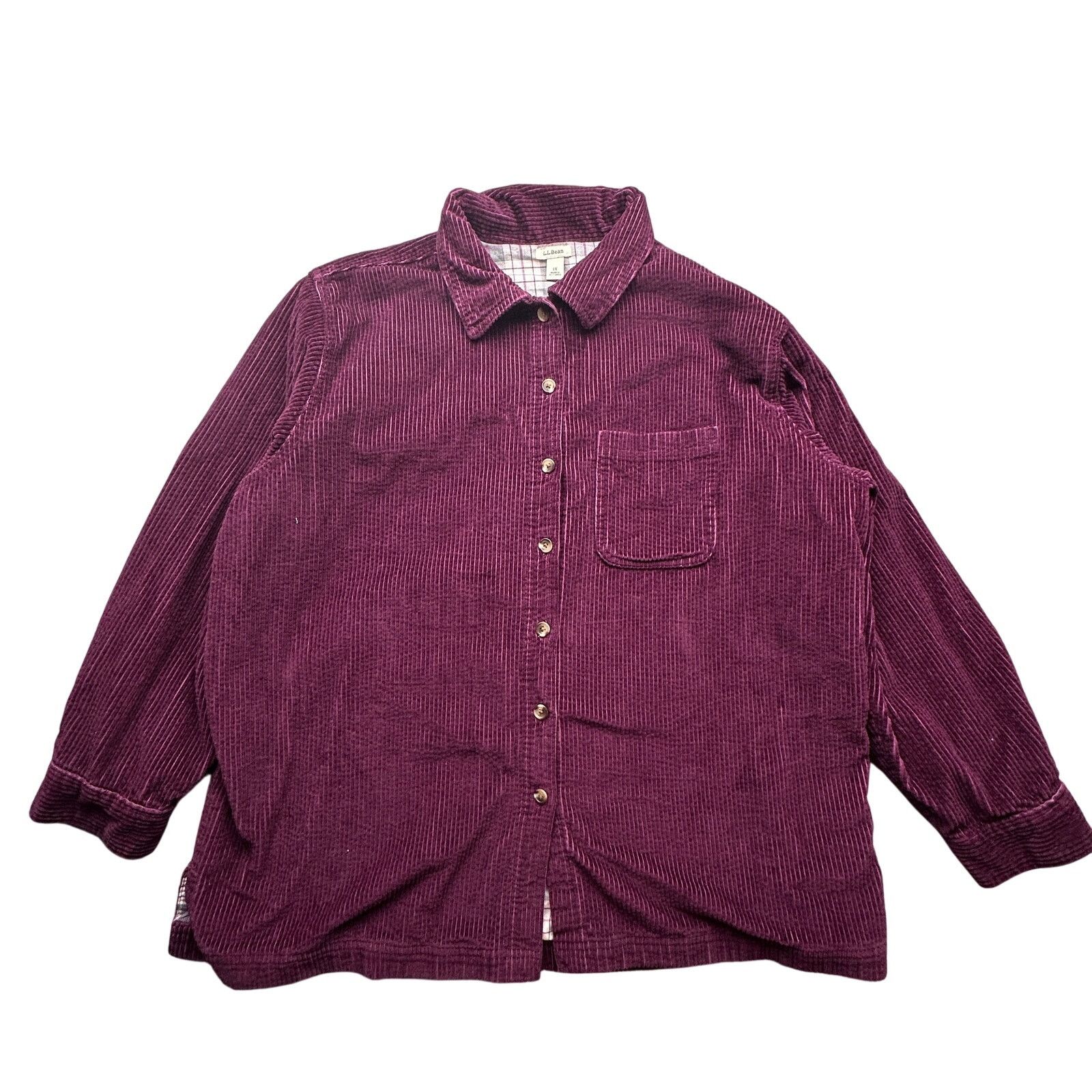 L.L. Bean LL Bean Corduroy Button Up Long Sleeve Shirt Womens 1X Lined Size XL / US 12-14 / IT 48-50 - 1 Thumbnail