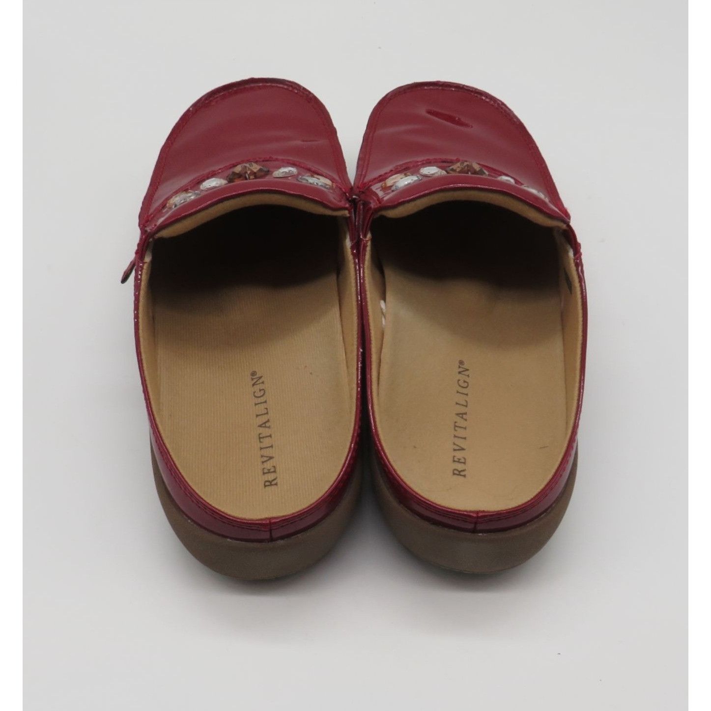 Other Revitalign Women's Burgundy Patent Leather Embellished Slip- Size US 8 / IT 38 - 2 Thumbnail