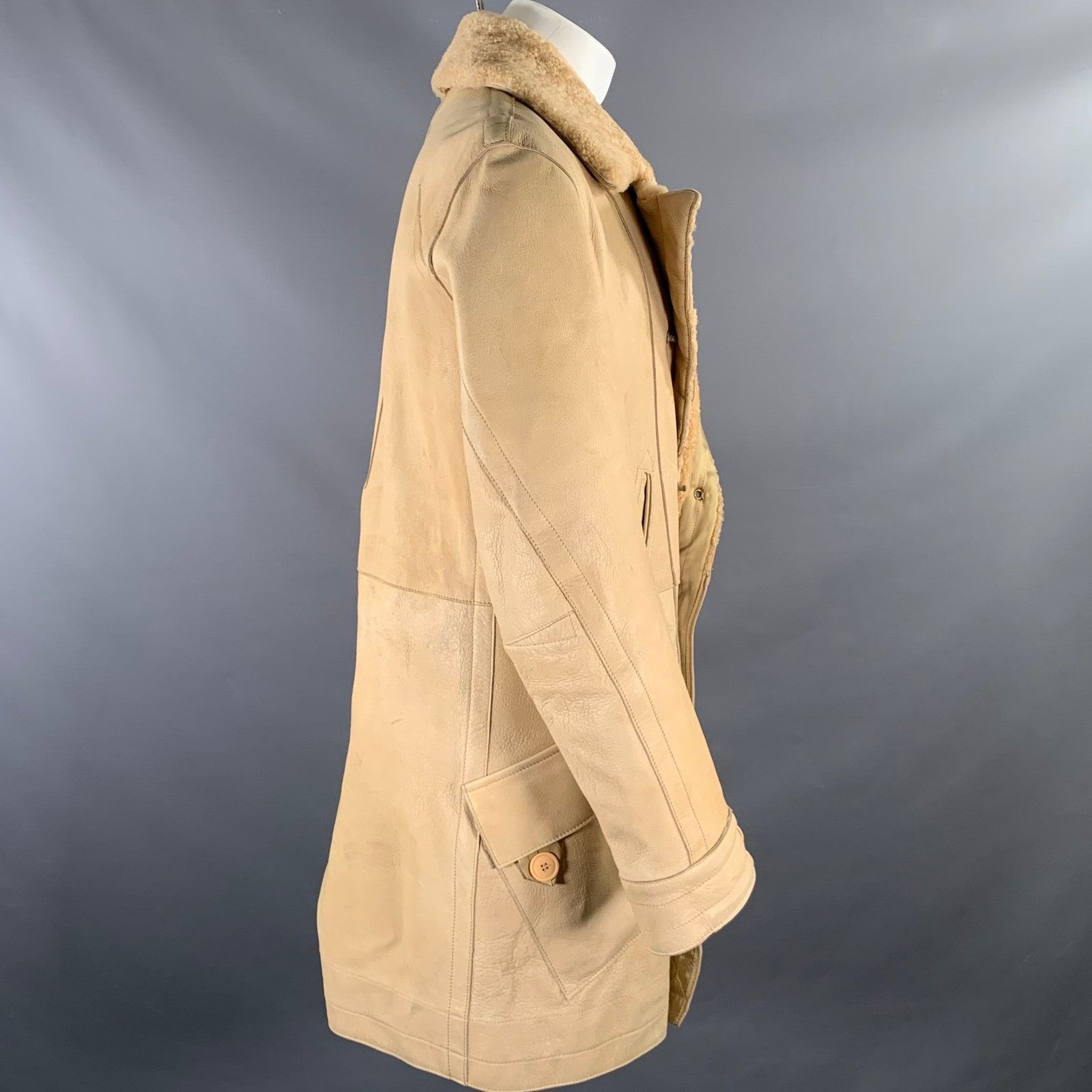Other CORPO NOVE Size 42 Camel Leather Overcoat Coat Size US L / EU 52-54 / 3 - 3 Thumbnail
