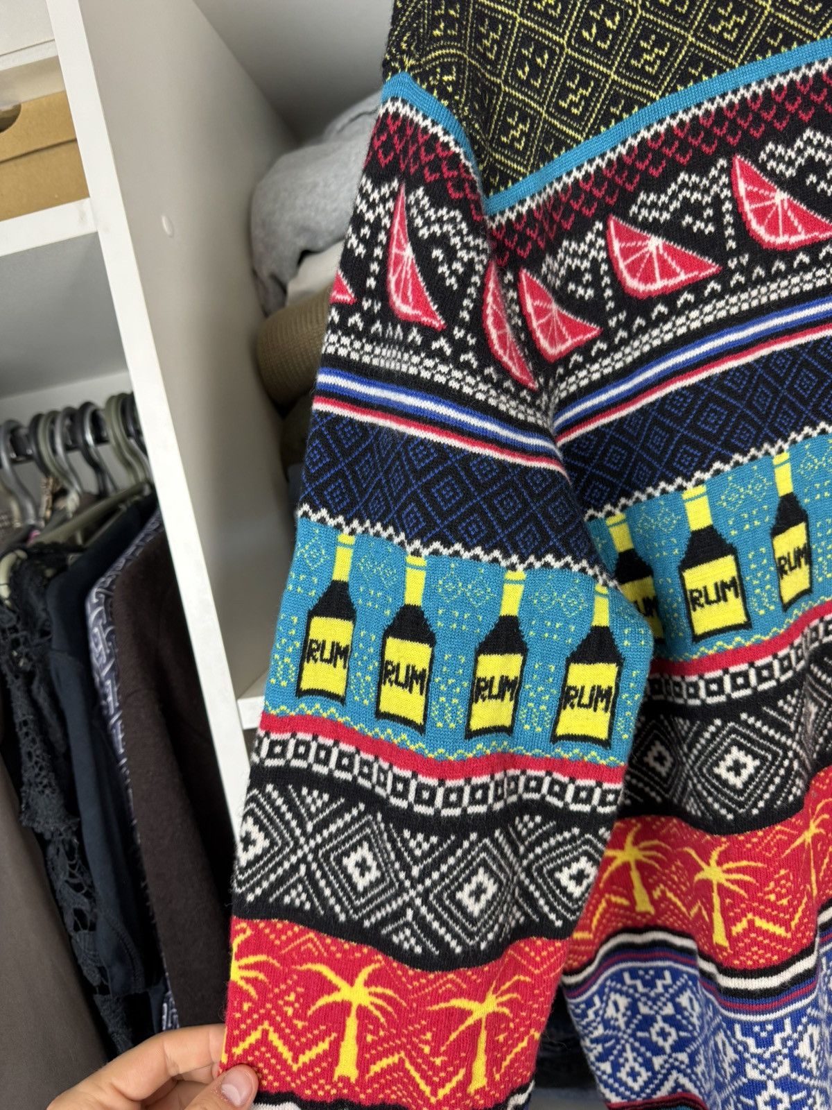 Diesel Diesel Rum Bottles & Tropical Palms Colorful Sweater Size US L / EU 52-54 / 3 - 5 Thumbnail