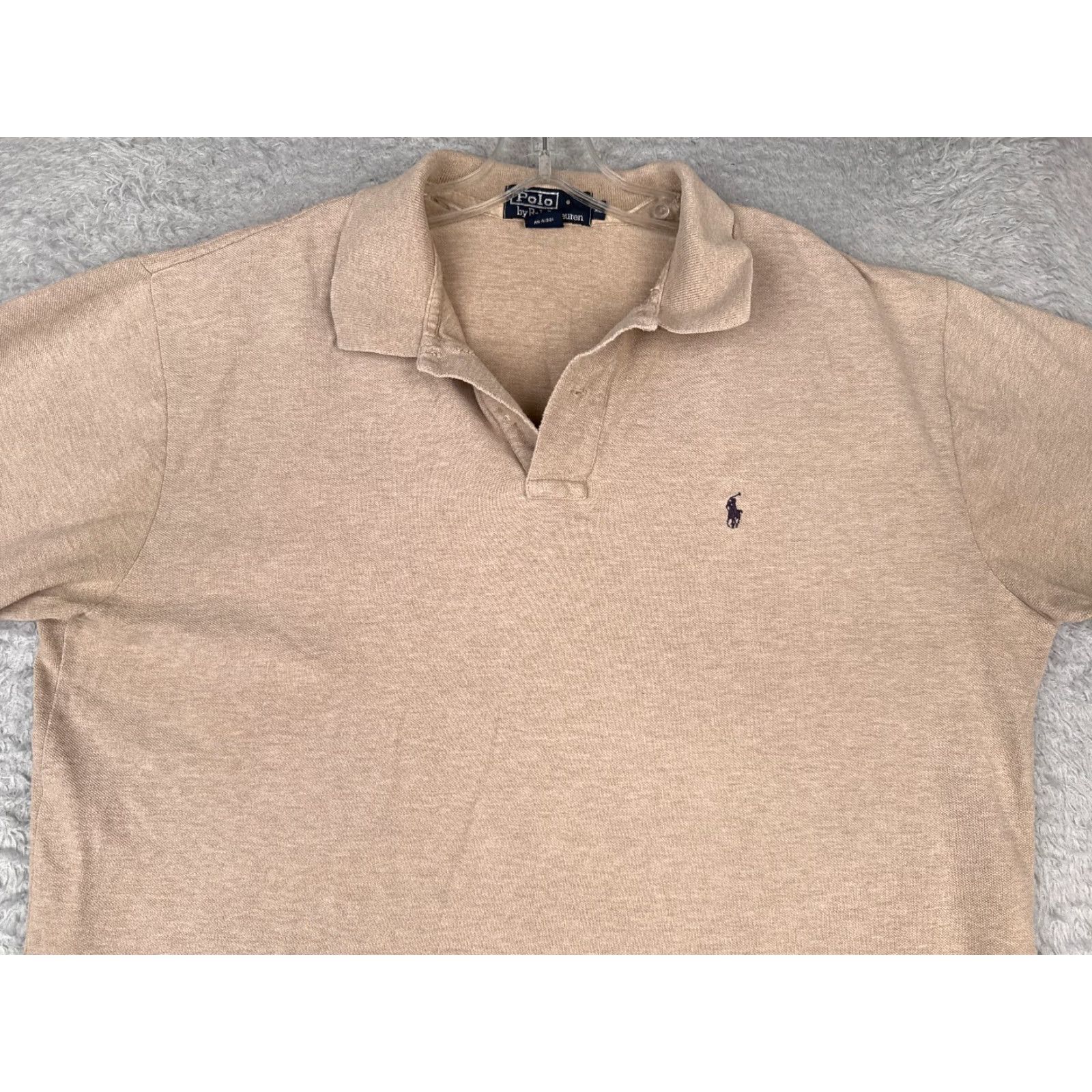 Ralph Lauren VINTAGE Ralph Lauren Polo Shirt Adult XL Beige 100% Cotton Short Sleeve Men Regular with Logo Embroidered, Polo, 90s Inspired, Sports, Golf Mens Size US XL / EU 56 / 4 - 4 Thumbnail
