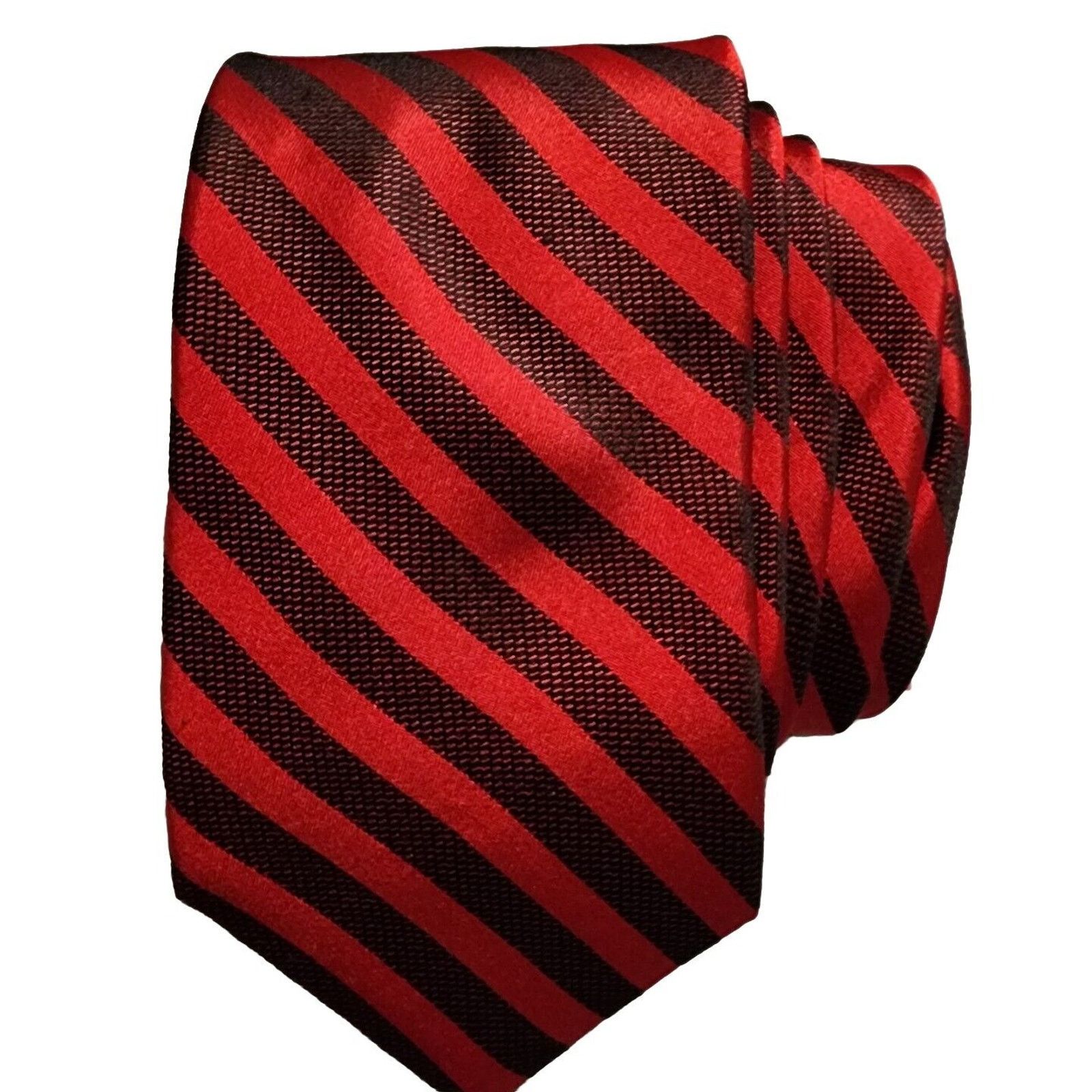 Calvin Klein CALVIN KLEIN PREMIUM Men's Silk Tie USA Striped Black Red Size ONE SIZE - 1 Thumbnail
