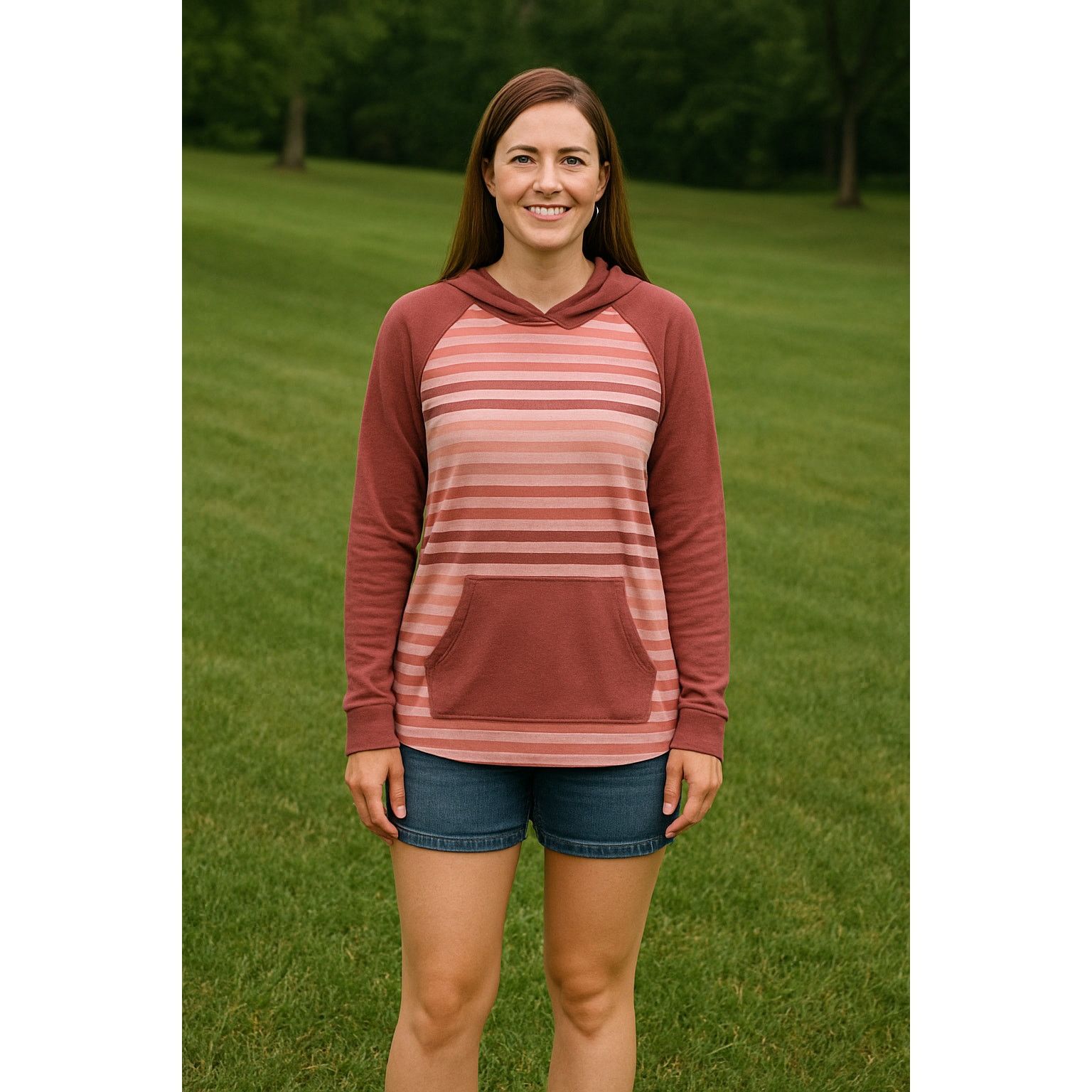 Other NWT LuLaRoe Amber Hoodie Pink Mauve Solid and Stripe SMALL Size S / US 4 / IT 40 - 5 Thumbnail