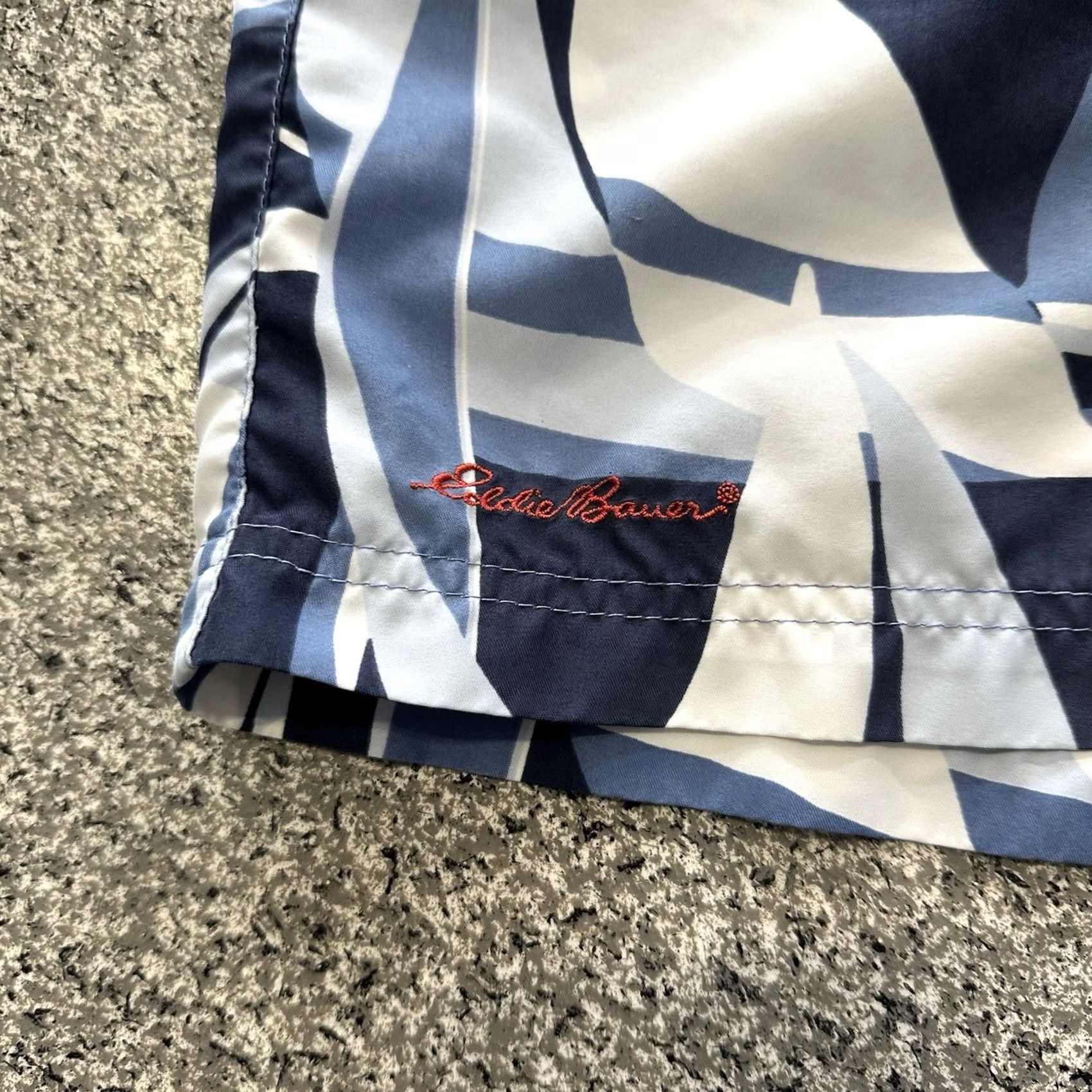 Eddie Bauer VINTAGE Eddie Bauer Swim Trunks Mens 2XL Navy Blue Sail Boat Print 21” Trunks Size US 39 - 2 Thumbnail