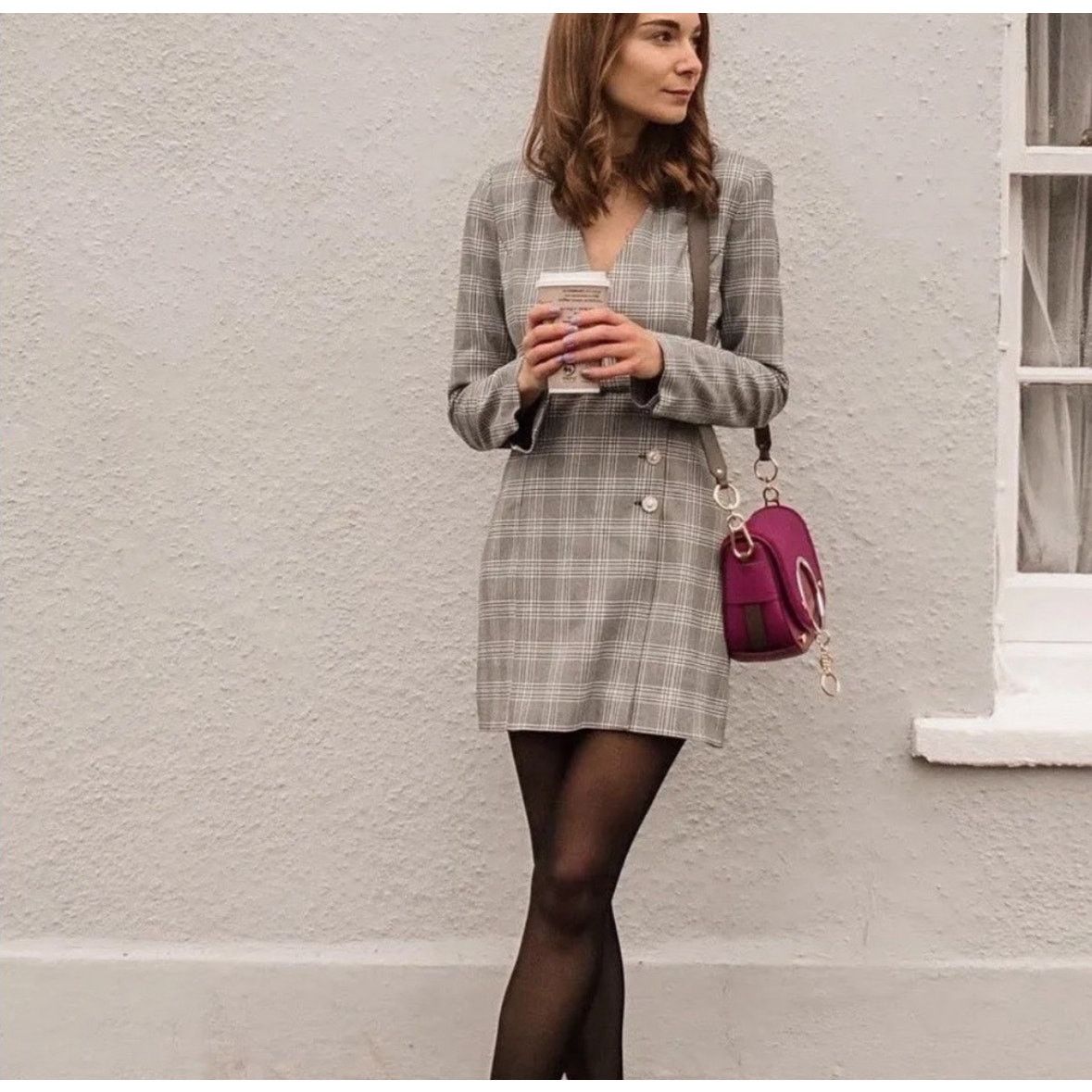 Zara ZARA BLOGGER FAVORITE PLAID BLAZER DRESS Size M / US 6-8 / IT 42-44 - 2 Thumbnail
