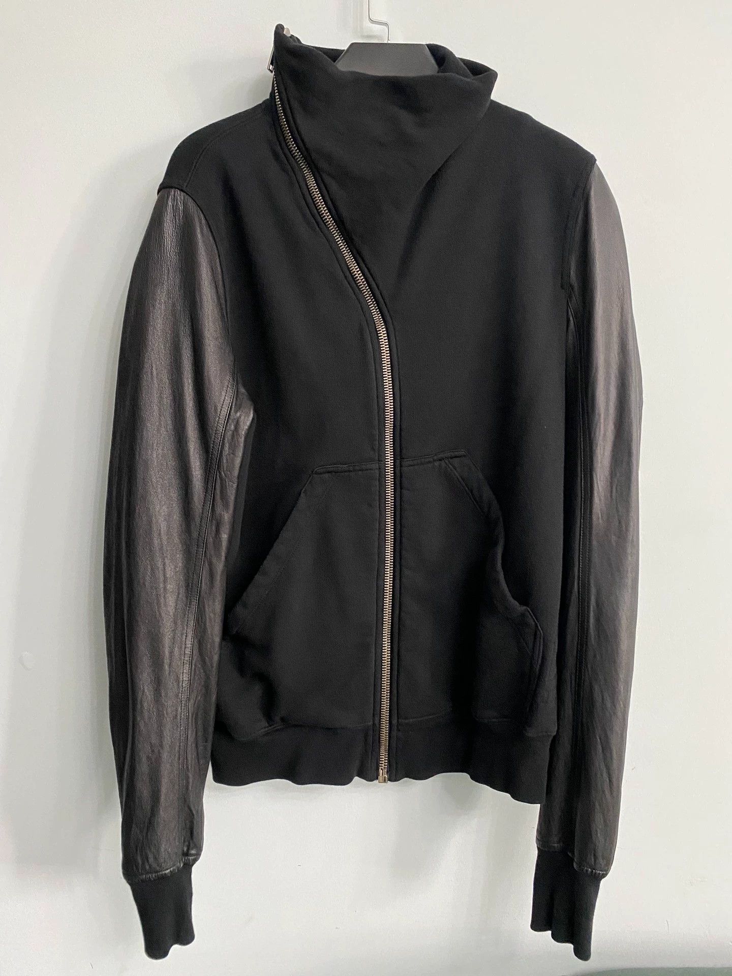 Rick Owens Rick Owens stand-up collar leather sleeve zip-up jacket Size US L / EU 52-54 / 3 - 1 Thumbnail