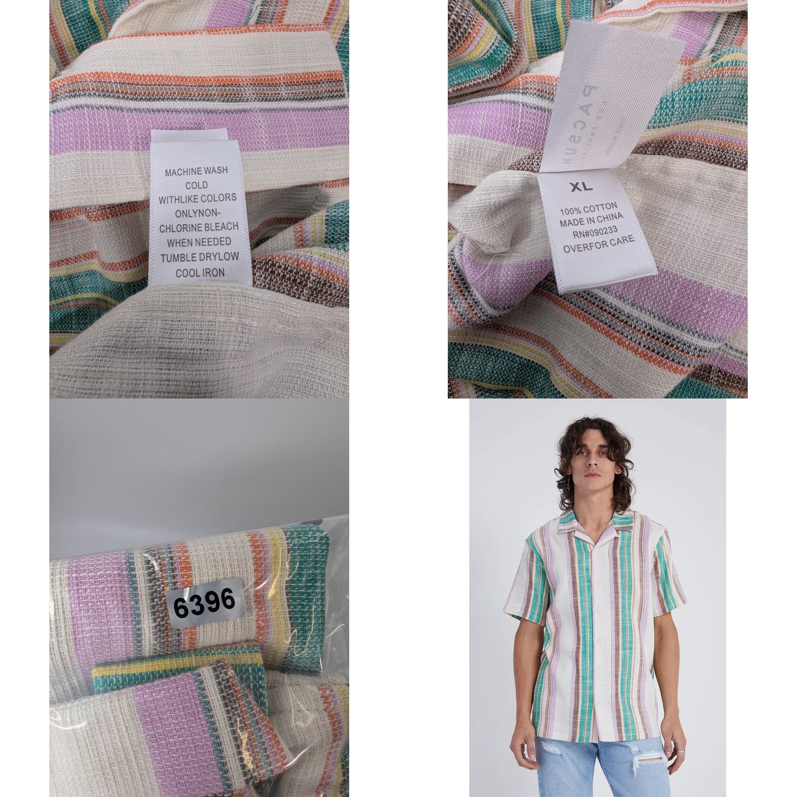 Pacsun NWT PacSun Striped Resort Button Down Shirt XL Men Knit Cotton Multicolor Camp Beach 90s? (Oops) Size US XL / EU 56 / 4 - 8 Thumbnail