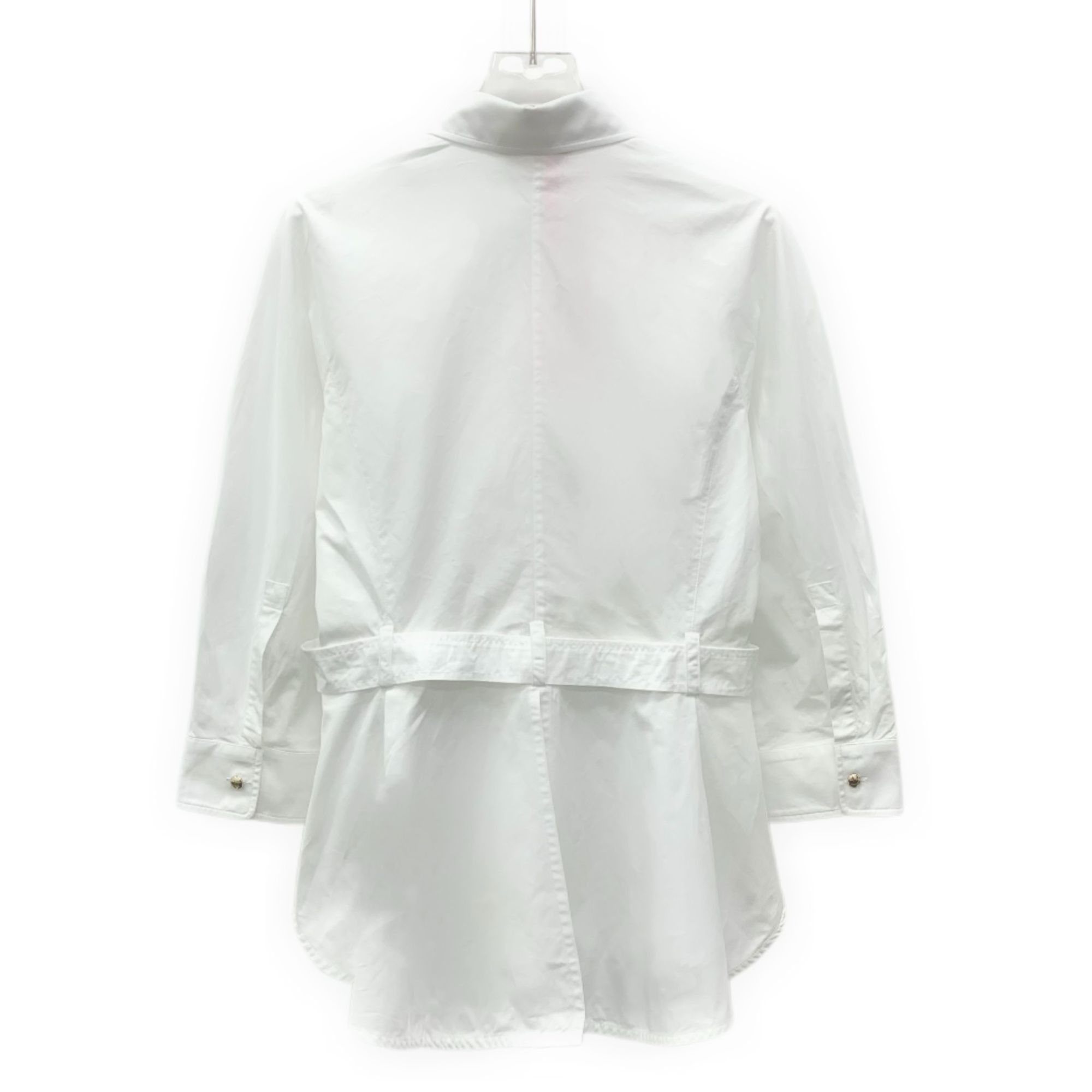 Max Mara MaxMara White Cotton Lapel Long-Sleeve Belted Shirt Dress XS Size XS / US 0-2 / IT 36-38 - 5 Thumbnail