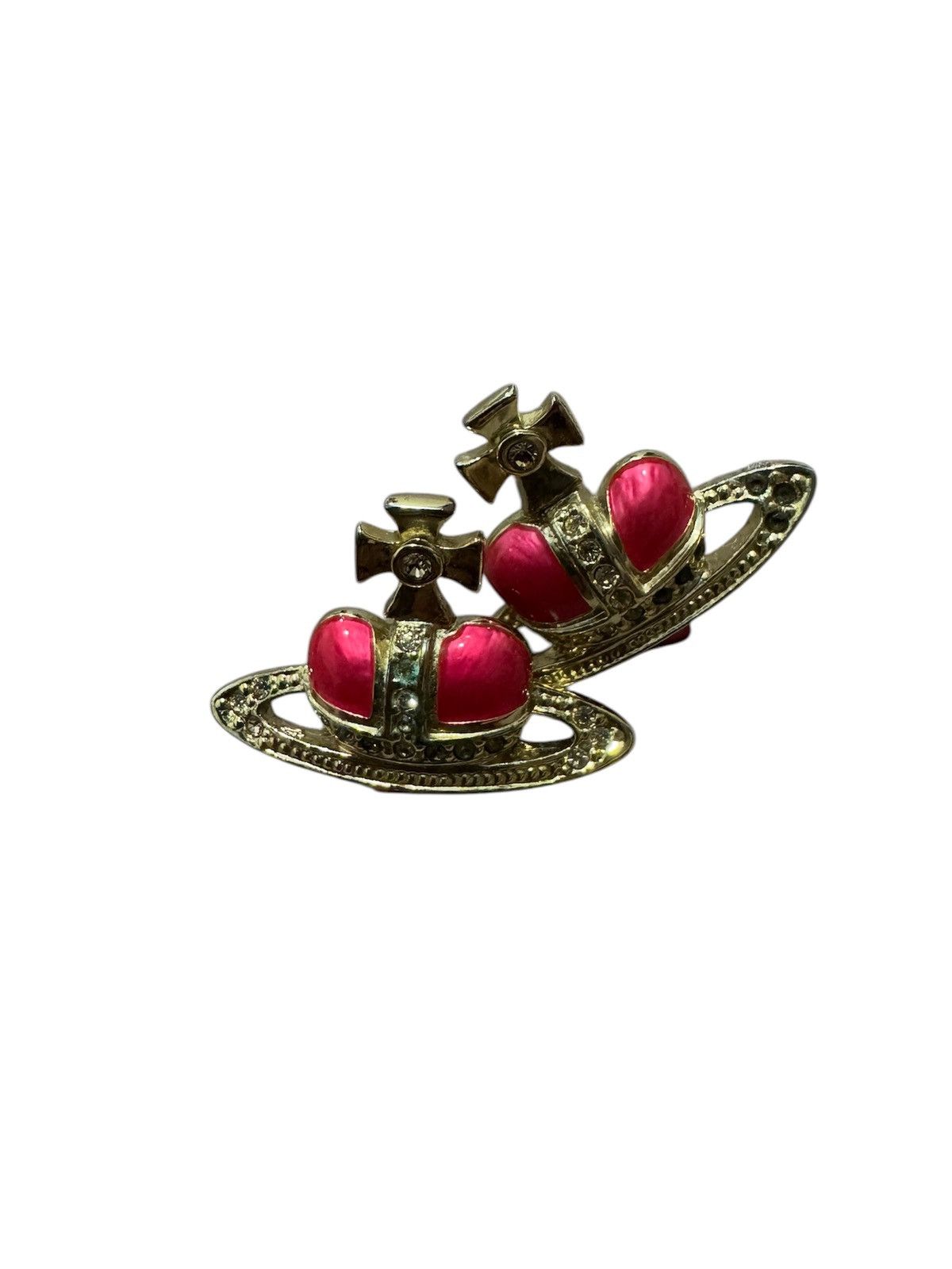 Inspired Viviene Westwood Diamante Heart Stud Earrings