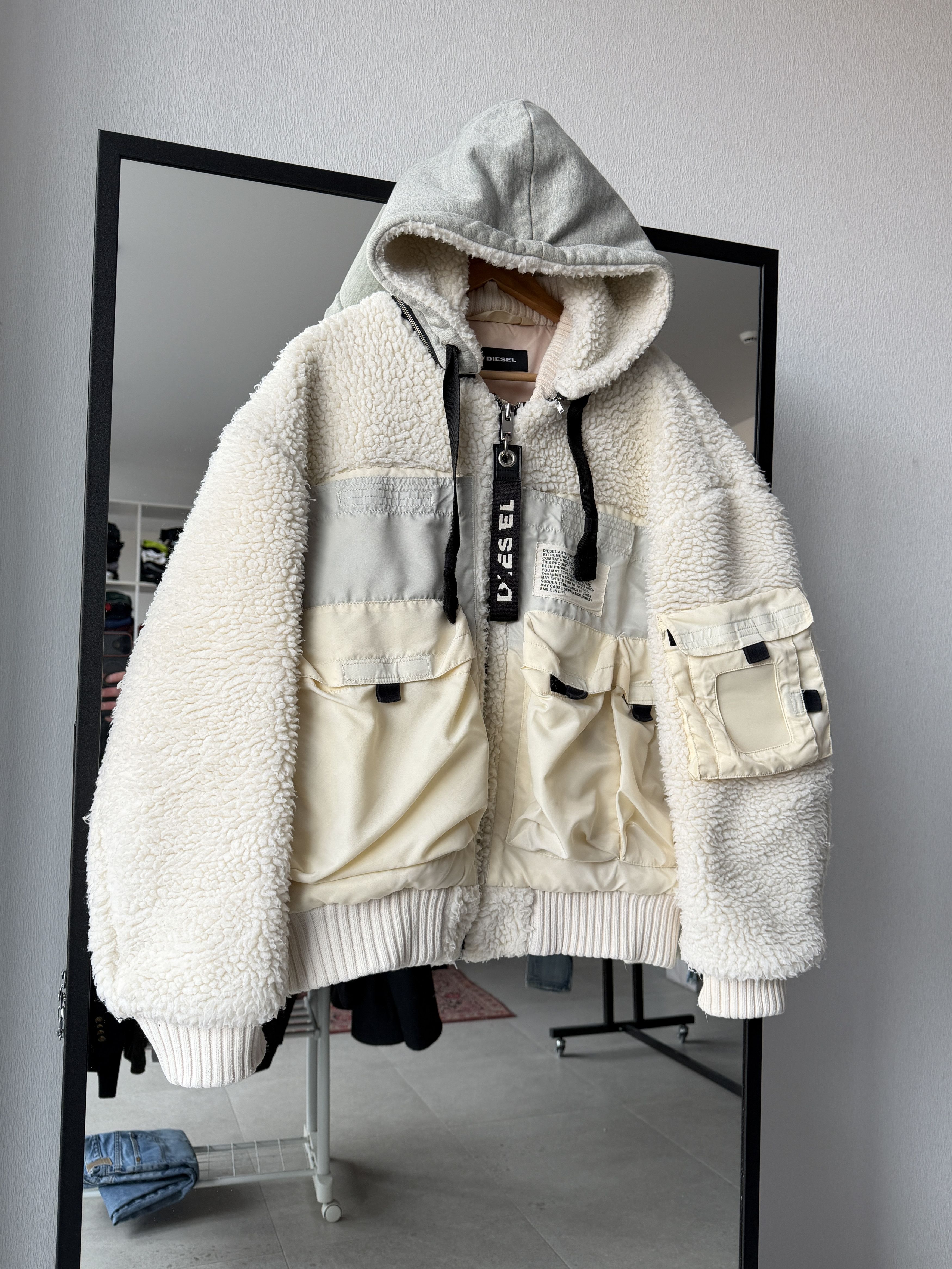 Diesel Diesel Faux-Shearling Hooded W-Patty Jacket WHITE M Size US M / EU 48-50 / 2 - 2 Thumbnail
