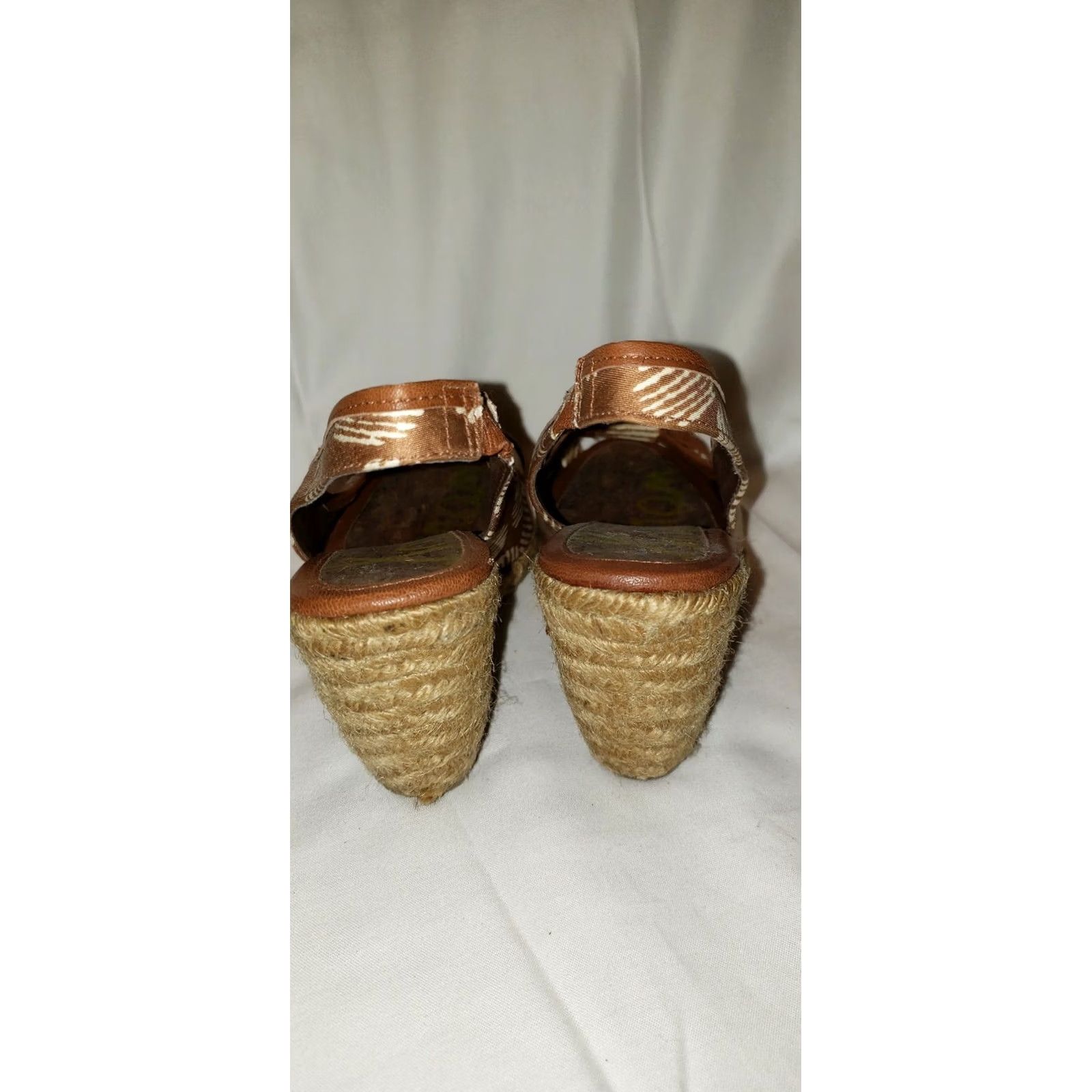 Sam Edelman Sam Edelman Toledo Sandal Espadrille Wedge Brown White Textile Upper Cork Bed 6.5M Womens Shoes Boys? Size US 8 / IT 38 - 3 Thumbnail