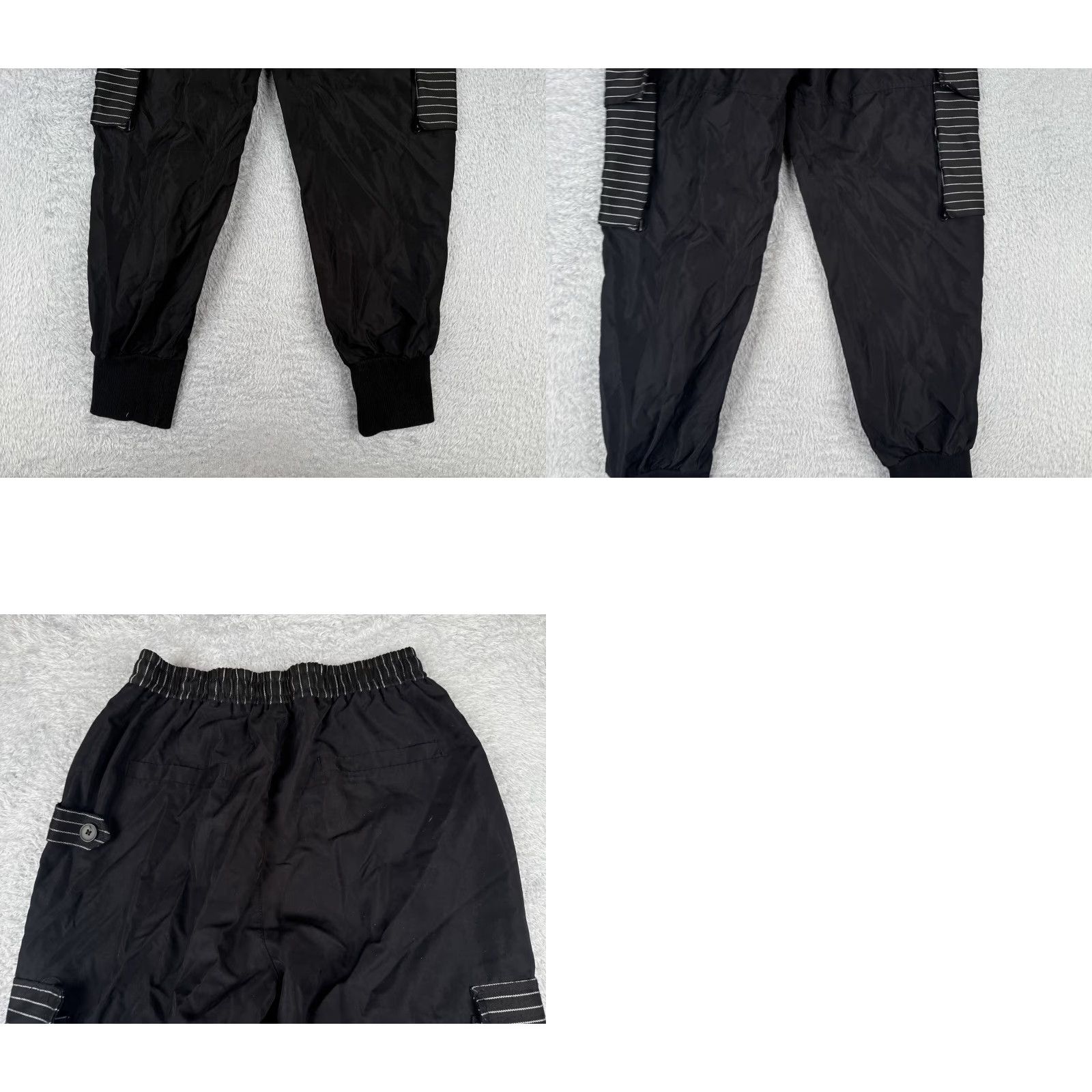 Shein Shein Pants Women Large Black Cargo Jogger Elastic Hems Poly Blend 30x27 Size 36" / US 14 / IT 50 - 9 Thumbnail