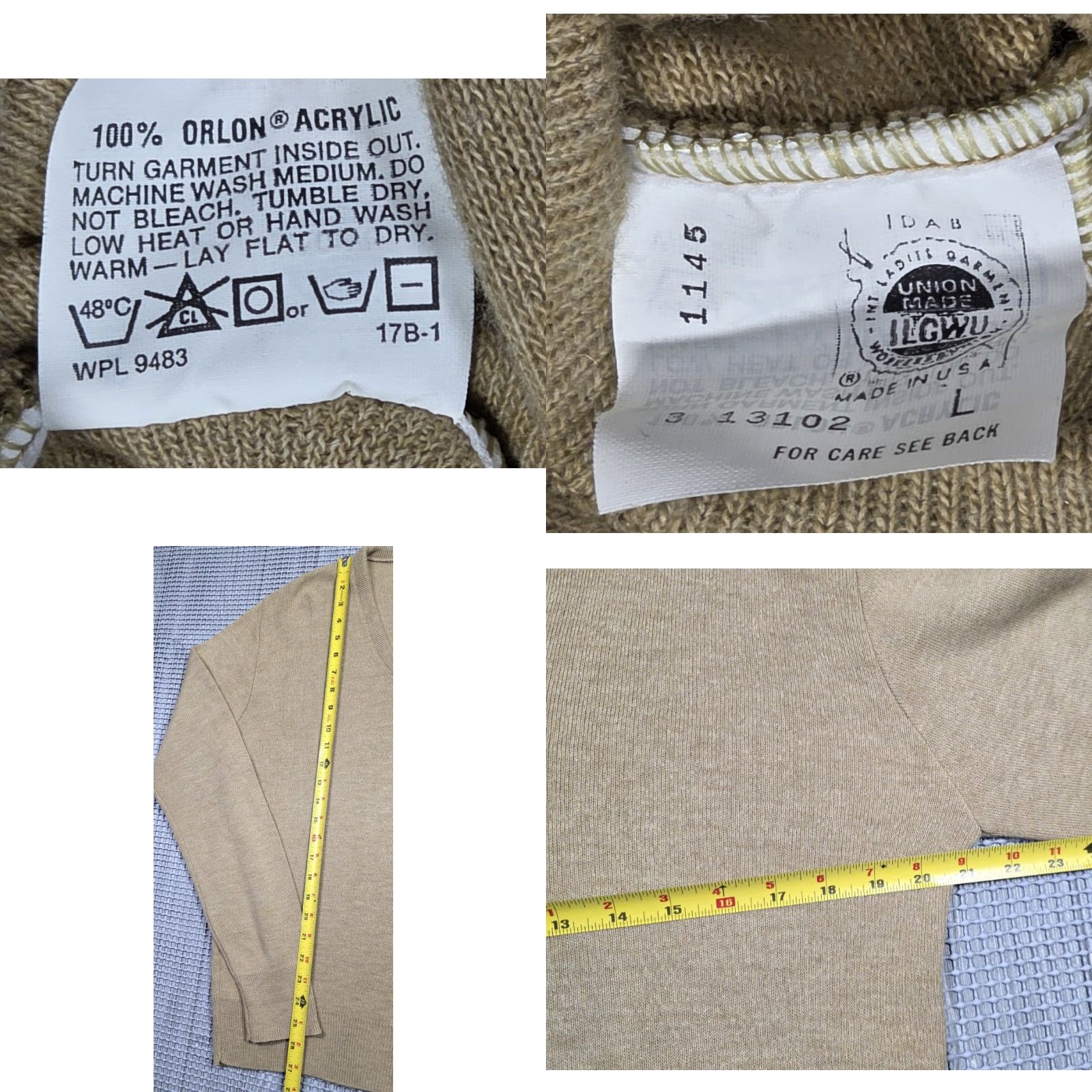 Vintage VINTAGE Robert Bruce Sweater Mens L Beige Orlon Acrylic V-Neck Union Made in USA Size US L / EU 52-54 / 3 - 8 Thumbnail