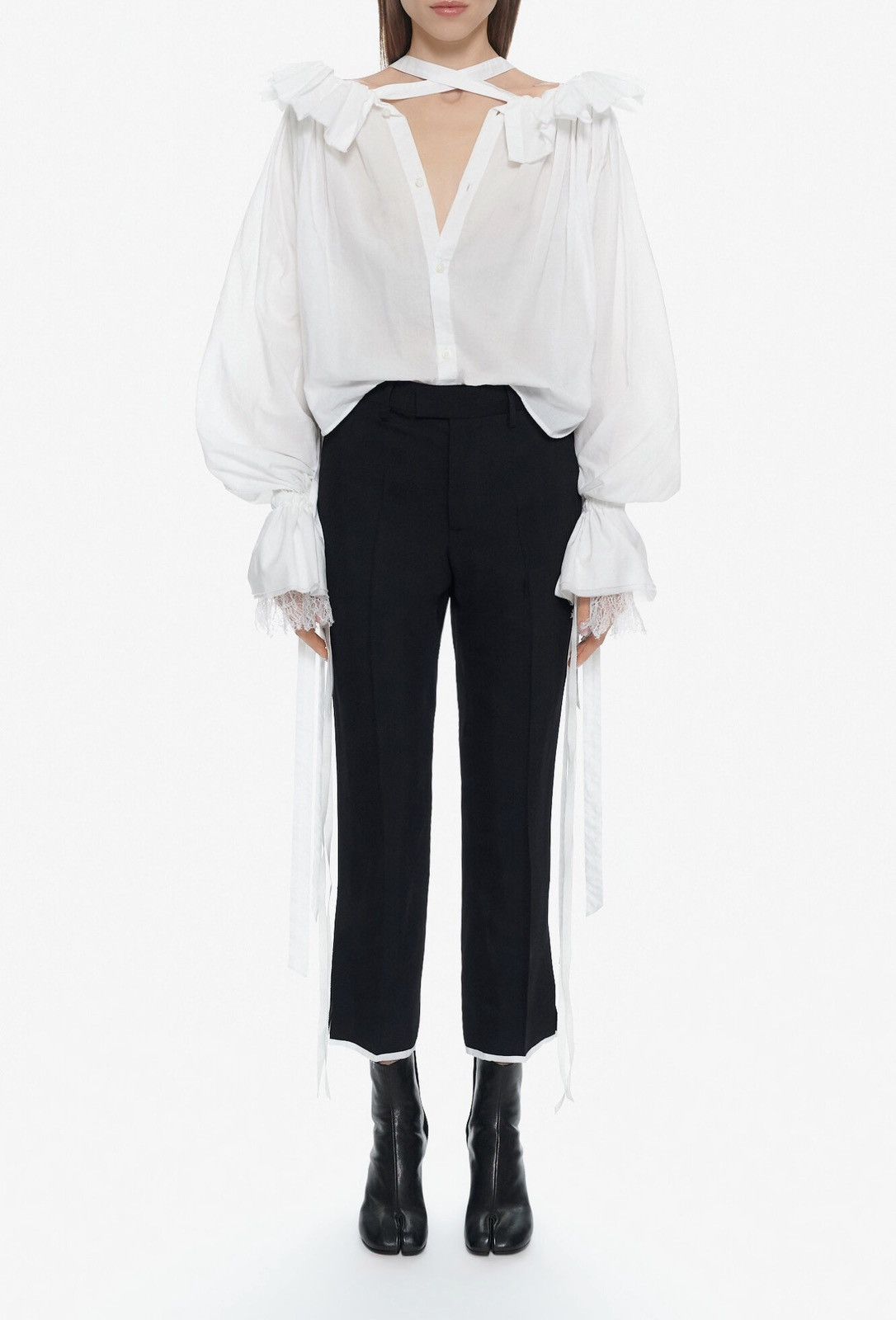 Ann Demeulemeester Ann Demeulemeester Stee Ruffled Draped Shirt Size XS / US 0-2 / IT 36-38 - 4 Thumbnail