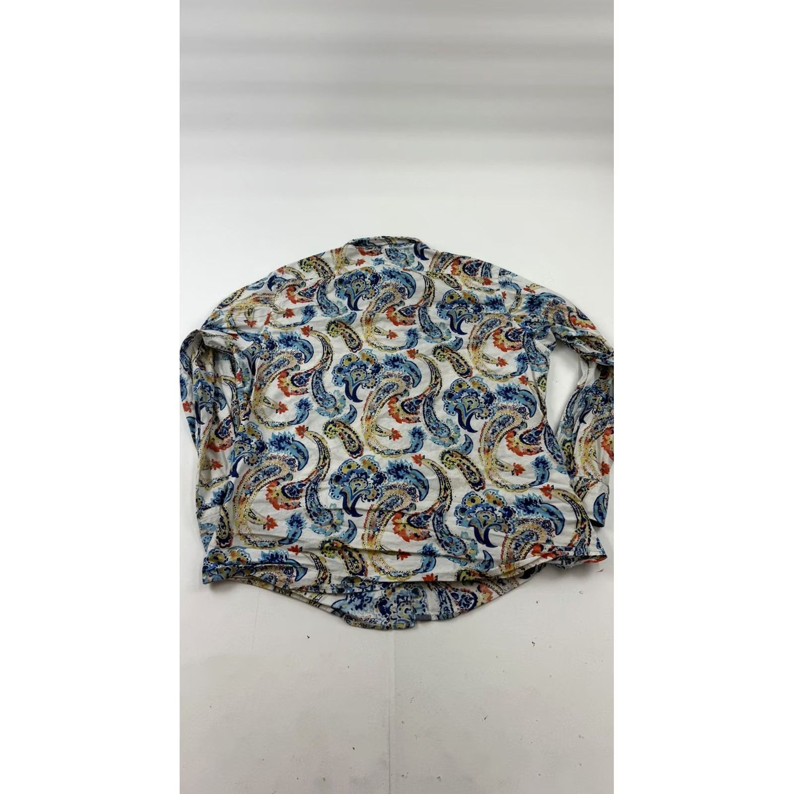 Cremieux Cremieux Shirt Mens Large White Blue Paisley Print Long Sleeve Stretch Cotton Size US L / EU 52-54 / 3 - 5 Thumbnail
