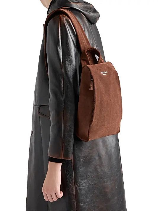Prada o1bcso1str1025 Size: OS / Suede Backpack in Brown Size ONE SIZE - 5 Thumbnail