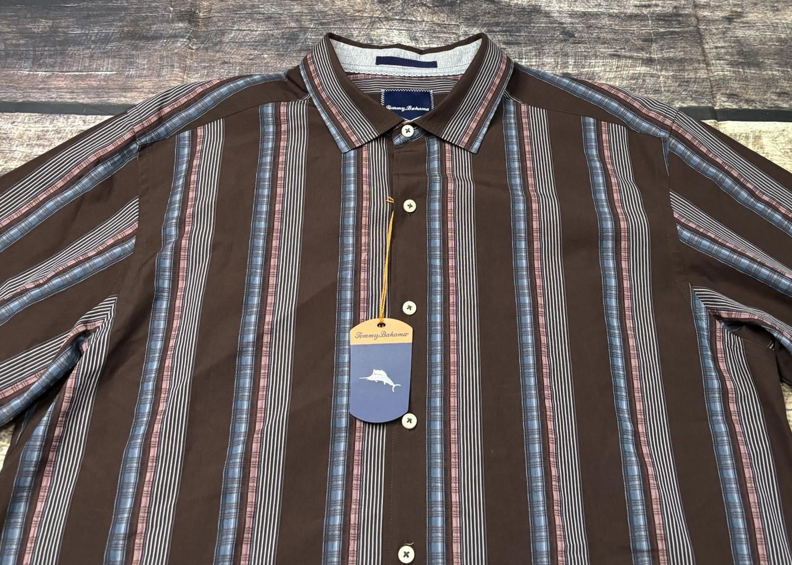 Tommy Bahama Tommy Bahama Shirt Mens L Striped Cotton Silk $138 Size US L / EU 52-54 / 3 - 4 Thumbnail