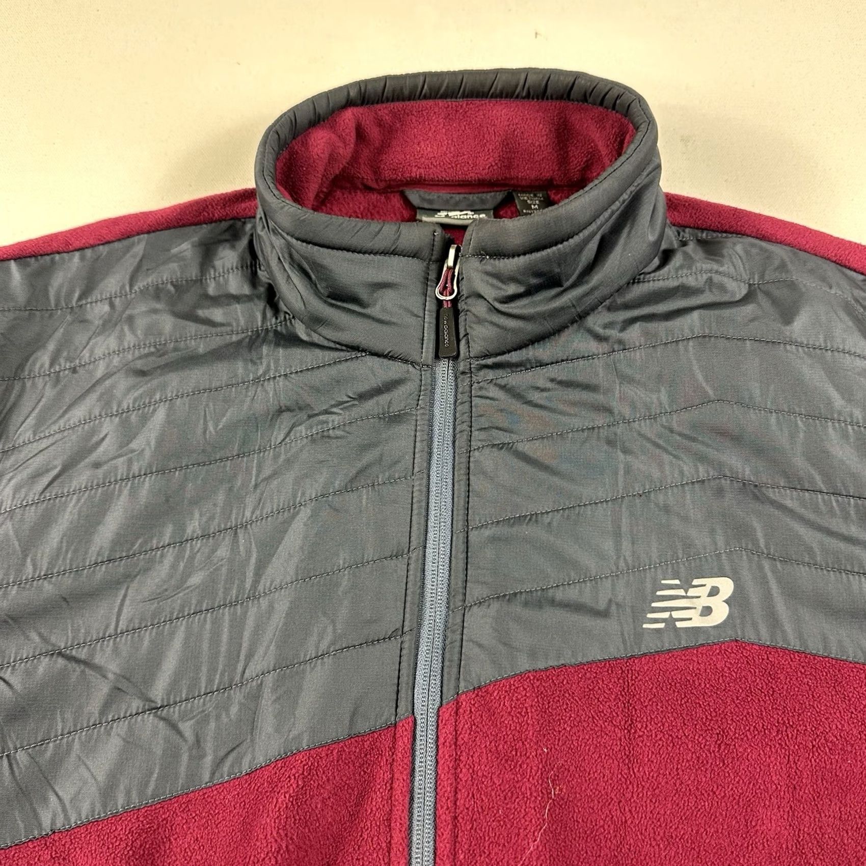 New Balance New Balance Full Zip Fleece Jacket Maroon Gray Mens M Multicolor Running & Jogging Jacket Zip Size US M / EU 48-50 / 2 - 3 Thumbnail