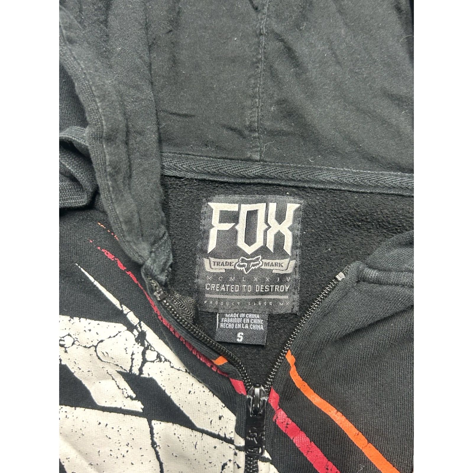 Fox Racing VINTAGE Fox Racing Hoodie Full Zip Black Grunge Logo Skater Small Men's S Size US S / EU 44-46 / 1 - 6 Thumbnail