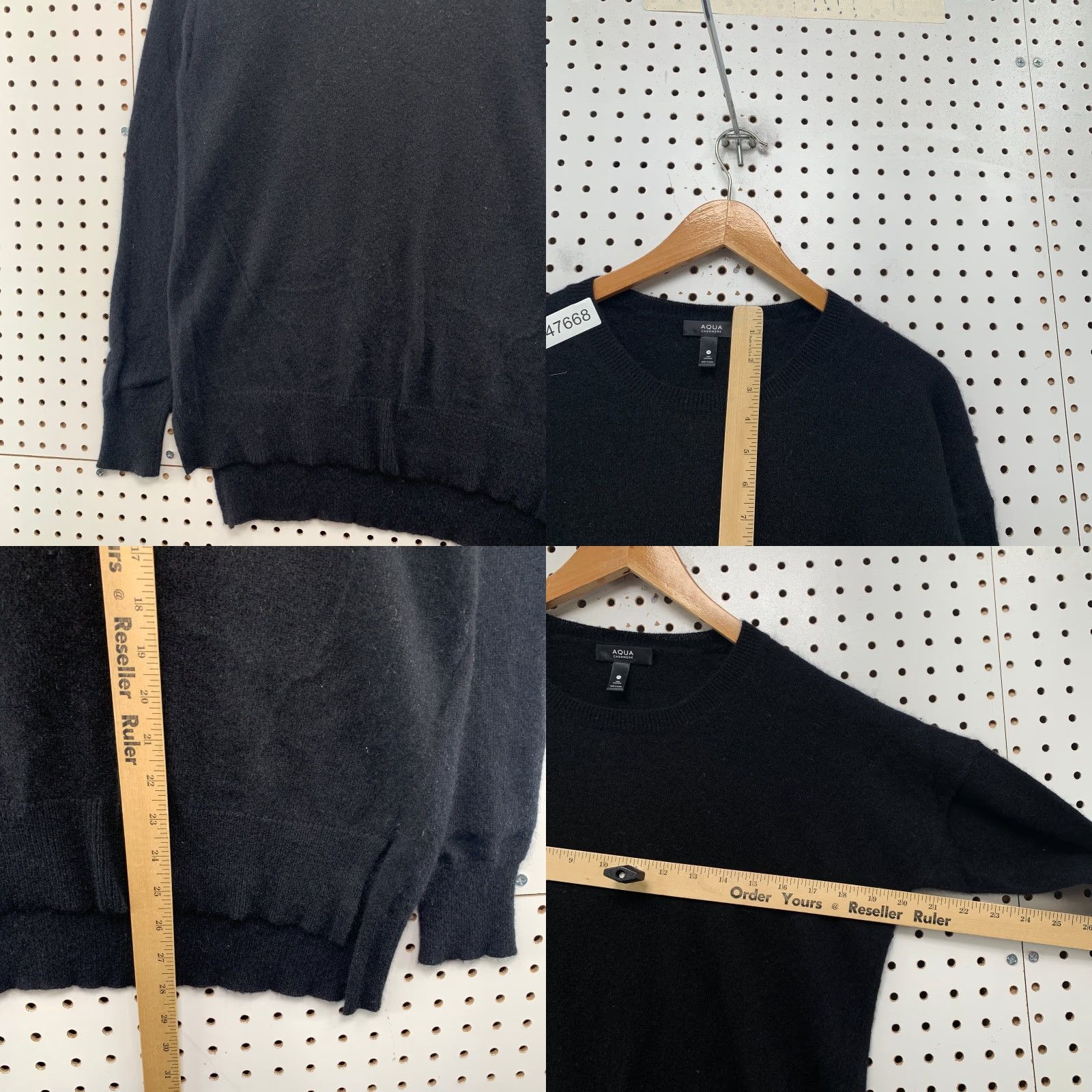 AQUA Aqua 100% Cashmere Sweater Womens M Black Crew Neck Long Sleeve Pullover Casual Winter Knit Regular Pattern: Solid Size M / US 6-8 / IT 42-44 - 8 Thumbnail