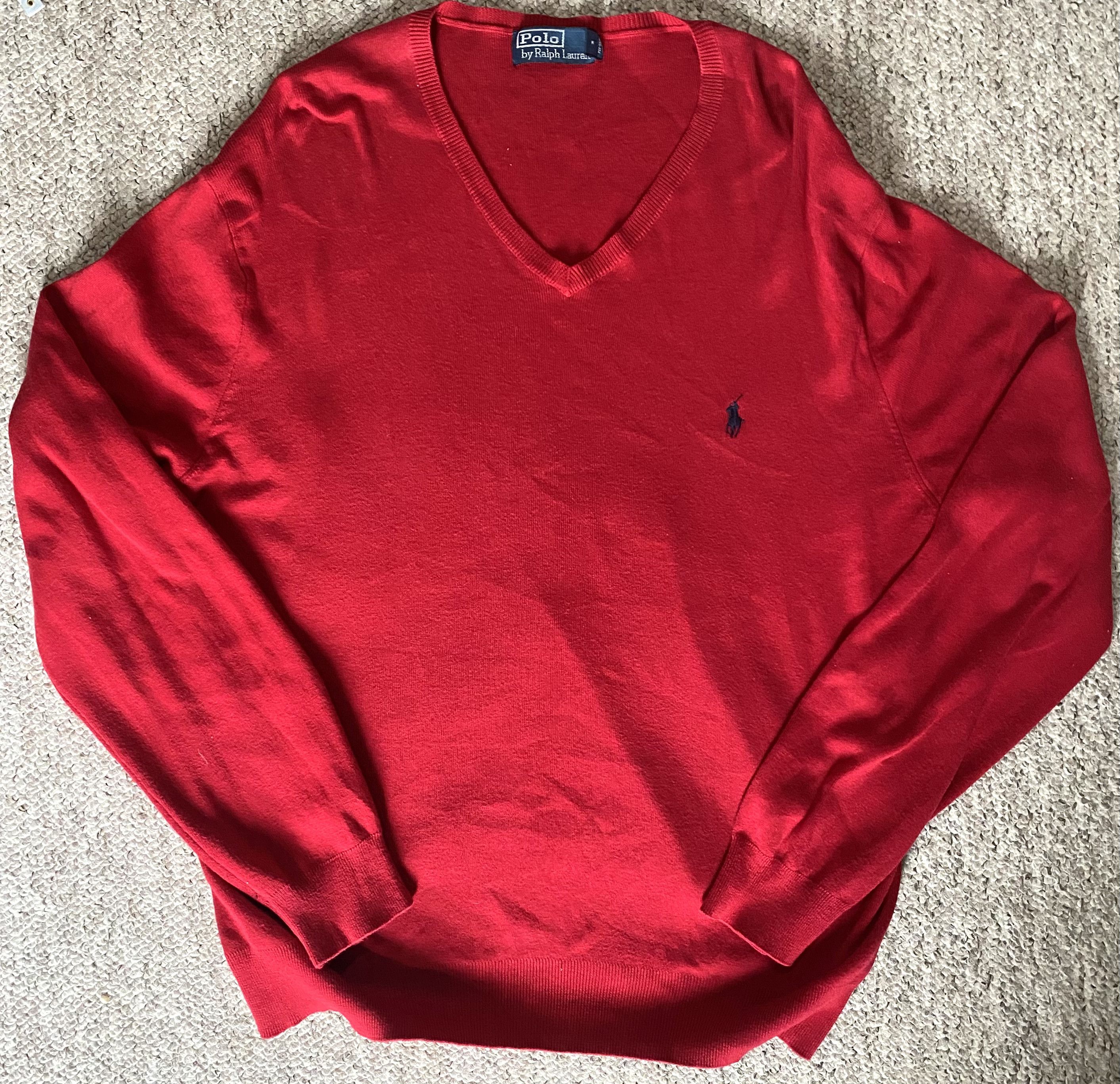 Polo Ralph Lauren Polo Ralph Lauren red extra large V Neck Jumper / sweater Size US XL / EU 56 / 4 - 1 Thumbnail