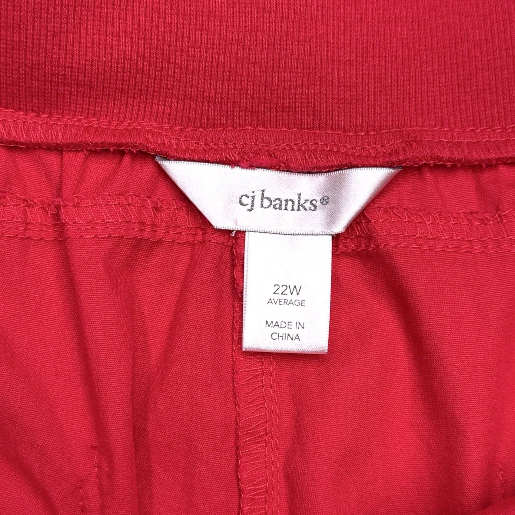 Vintage CJ Banks Capri Pants Womens 22W Red High Rise Knit Cotton Spandex Plus 17in Inseam Straight Leg NWT Size 40" / US 18 - 5 Thumbnail