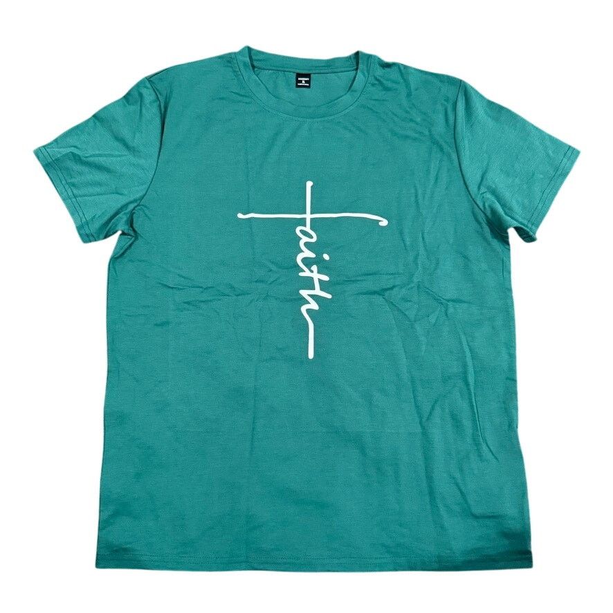 Shein Men's Faith Graphic T-Shirt in Green, Size XL Size US XL / EU 56 / 4 - 1 Thumbnail
