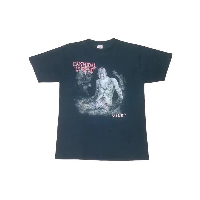 image of Band Tees x Rock Band Vintage Cannibal Corpse Vile Band Tshirt 1996 in Black, Men's (Size Medium)