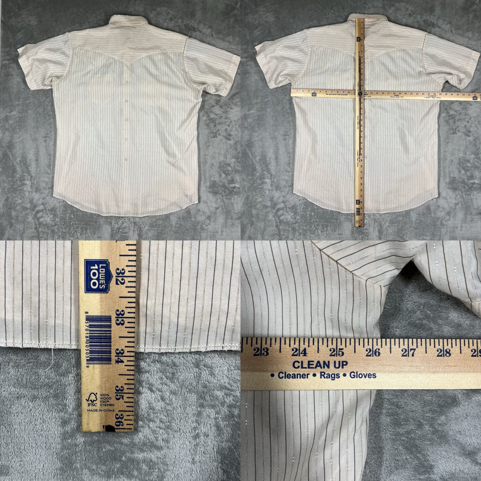 Armani VINTAGE Karman Shirt Button-Up XL Ivory Striped Cowboy Western - Mens, Short Sleeve, Snap Collar, Pockets, 80s 90s, Cotton Size US XL / EU 56 / 4 - 9 Thumbnail