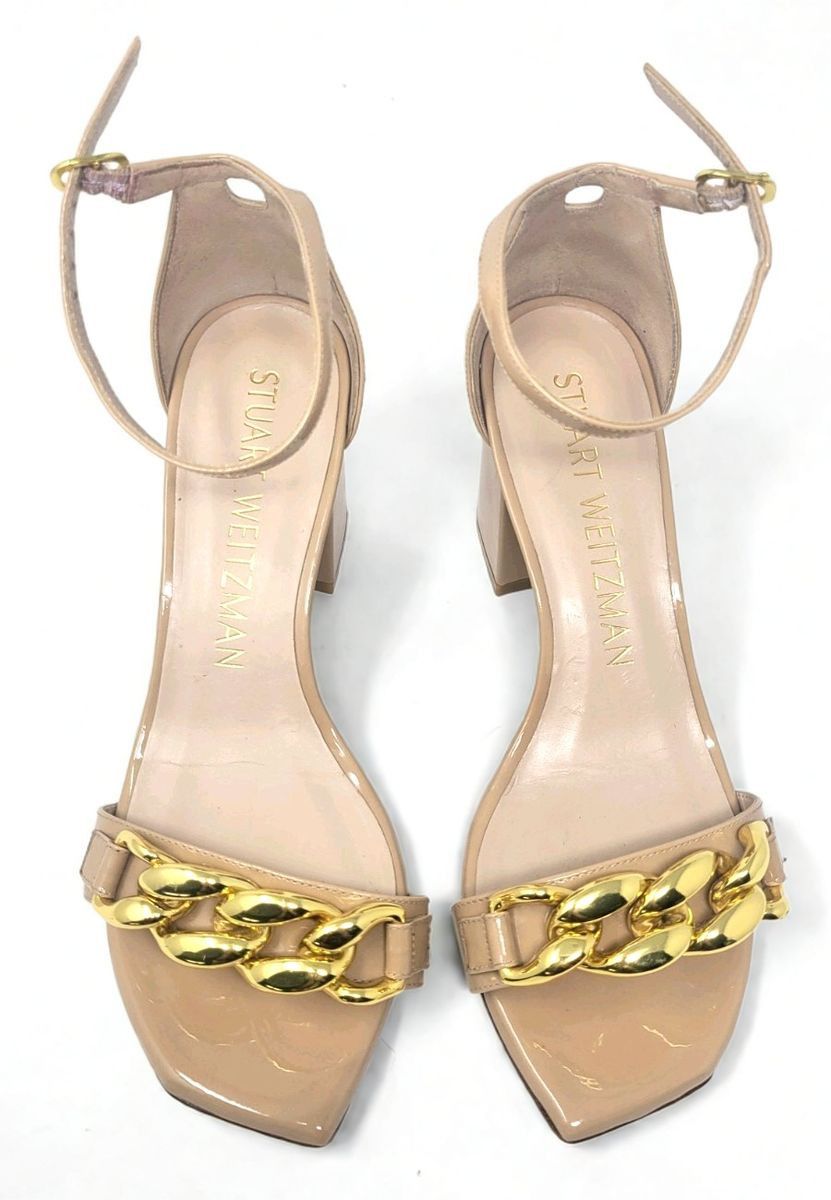Stuart Weitzman Stuart Weitzman Chain Detail Block Heel Sandals Patent Sz 8 Size US 8 / IT 38 - 6 Thumbnail
