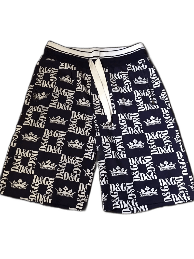 Dolce&Gabbana Blue Purple Logo Drawstring Shorts
